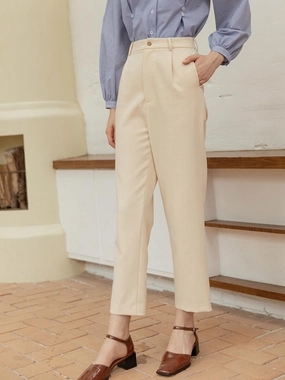 MultiPocket ??Final Sale??Nora Straight Suit Pants - Milky White
