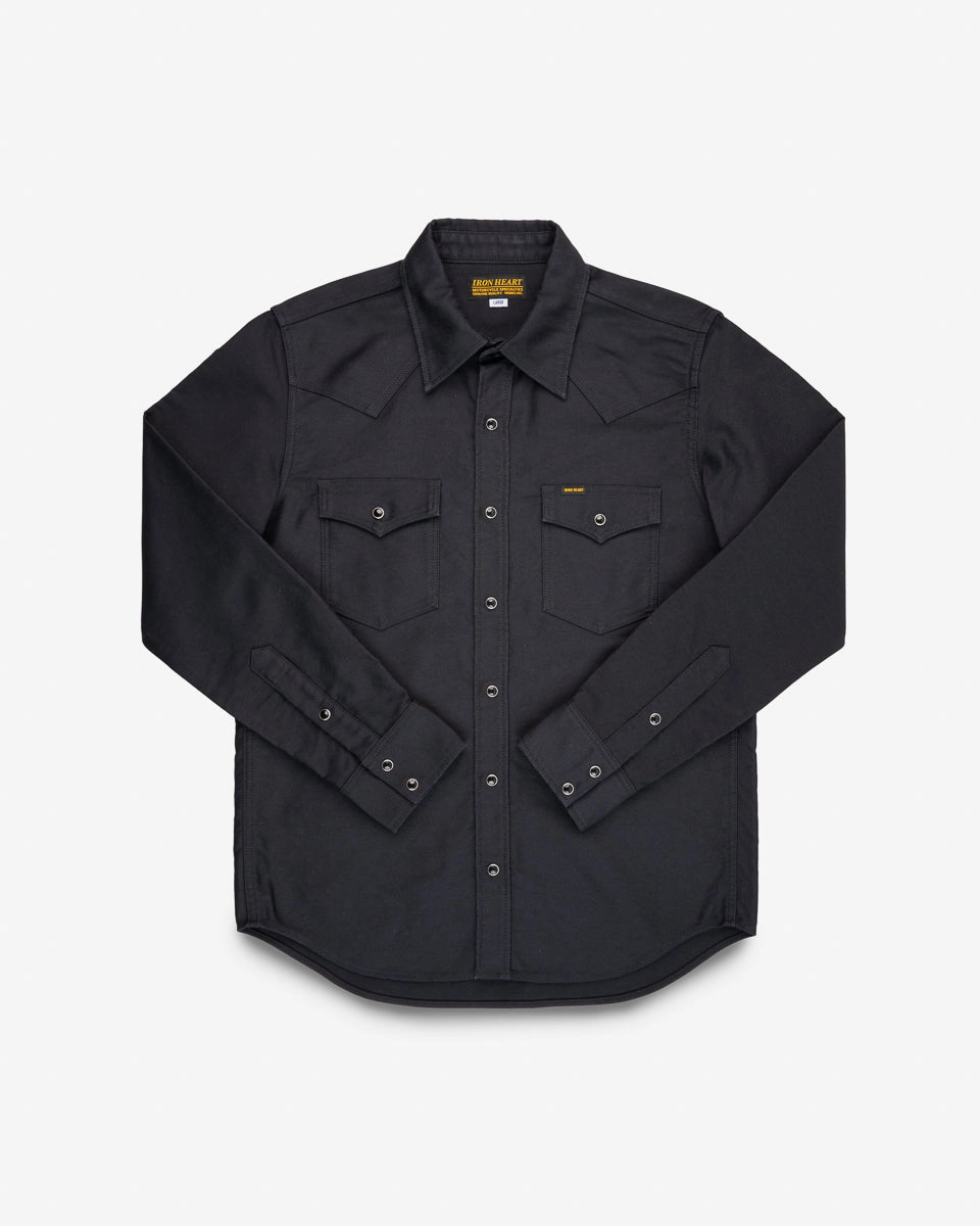 12oz Military Moleskin Western Shirt - Black Layering Piece CompressiveFitFabric