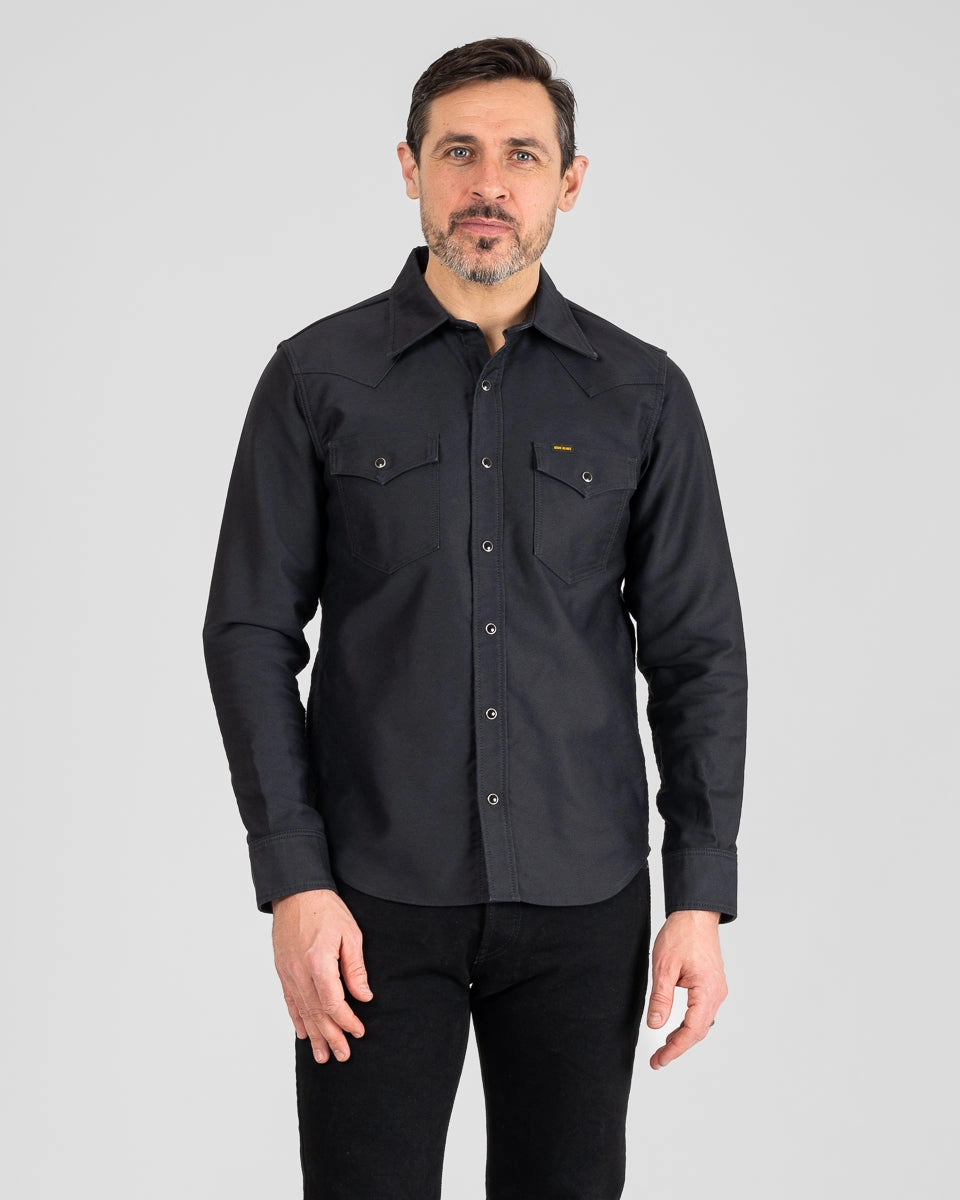 Brave Fit Layering Wear 12oz Military Moleskin Western Shirt - Black