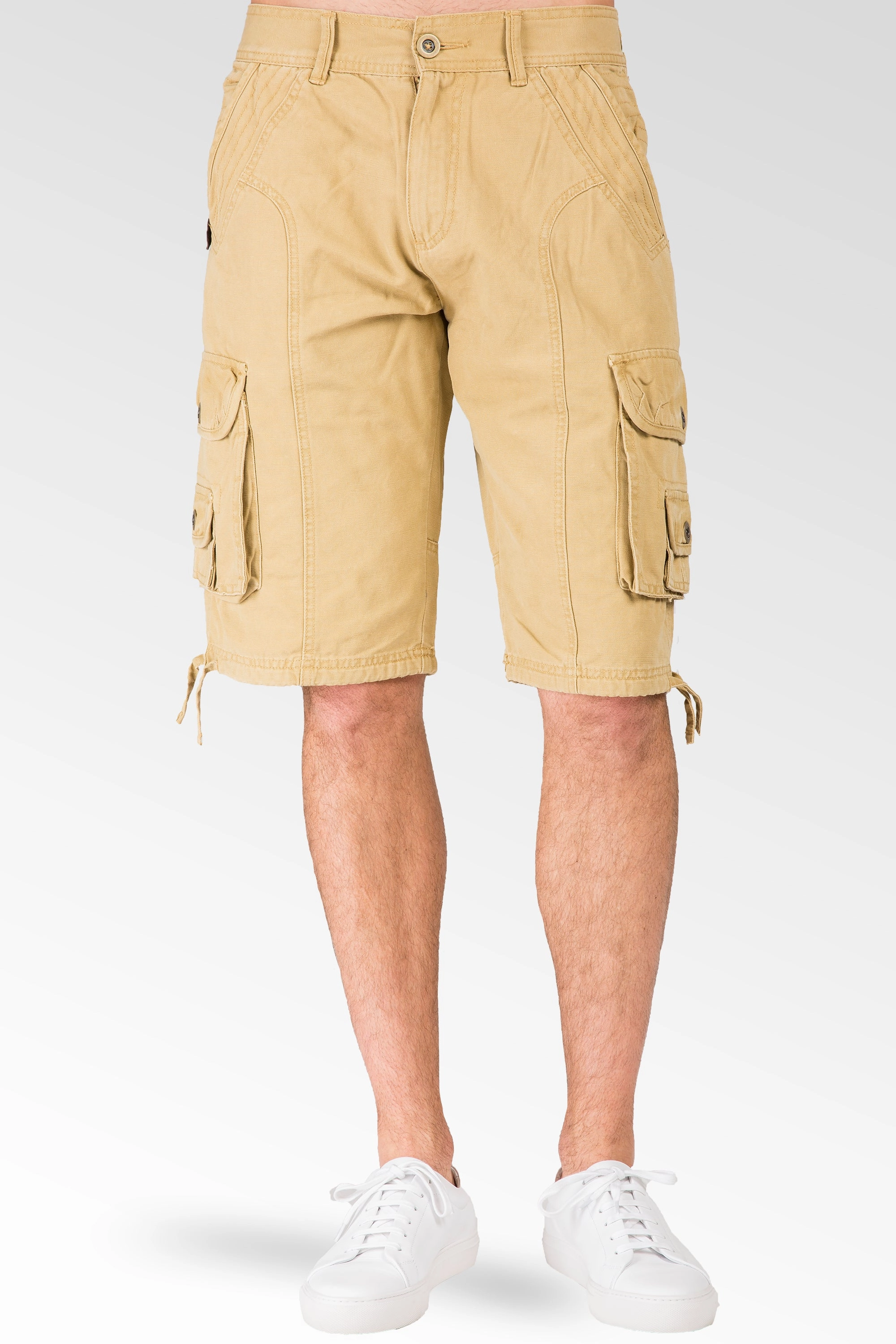River Flow Relax Midrise Fit Timber Canvas Stone Wash Utility Shorts Multi Cargo Pockets