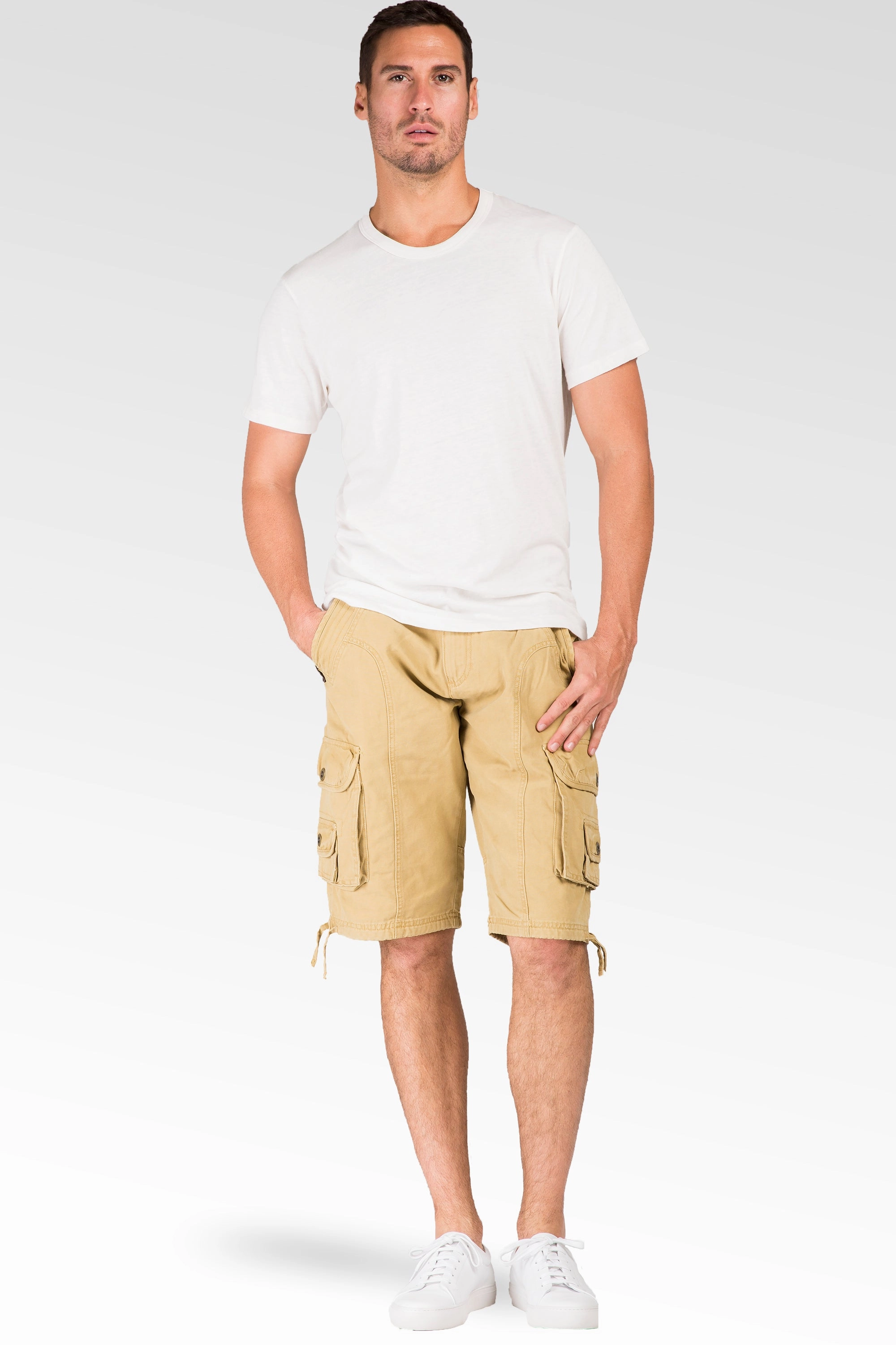 Relax Midrise Fit Timber Canvas Stone Wash Utility Shorts Multi Cargo Pockets Sky Cool Clear Mind