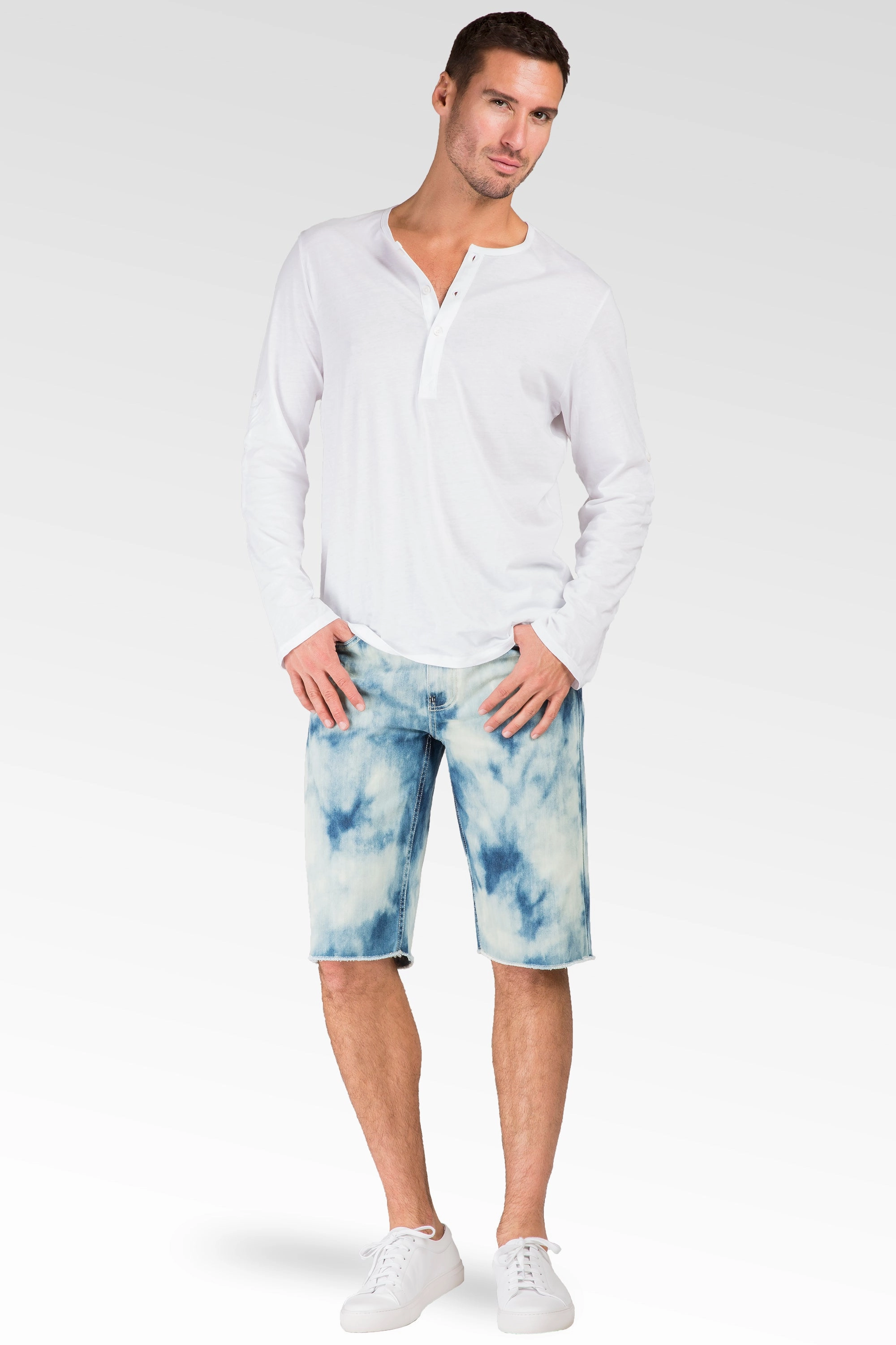 Relaxed Midrise Light Blue premium Denim Cut Off 13" 5 pocket Shorts Clouded Bleached Wash Everyday Fashion