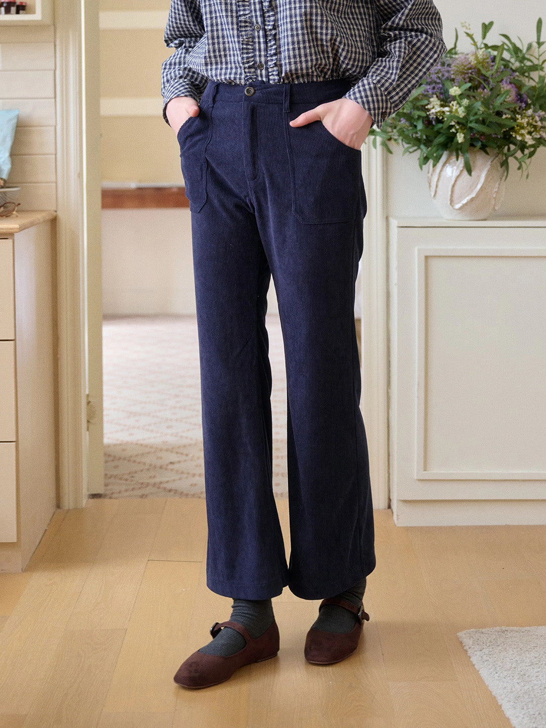 Lexi Corduroy Straight Trousers Durable Fit Perfect Look