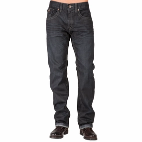 Relaxed Straight Dark Indigo Premium Denim Zip Pocket Jean With Overspray Coating StaticFree Material
