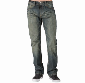 Relaxed Straight Faded Rustic Tinting Premium Denim Signature 5 Pocket Jeans Hand Rub Layering Wear