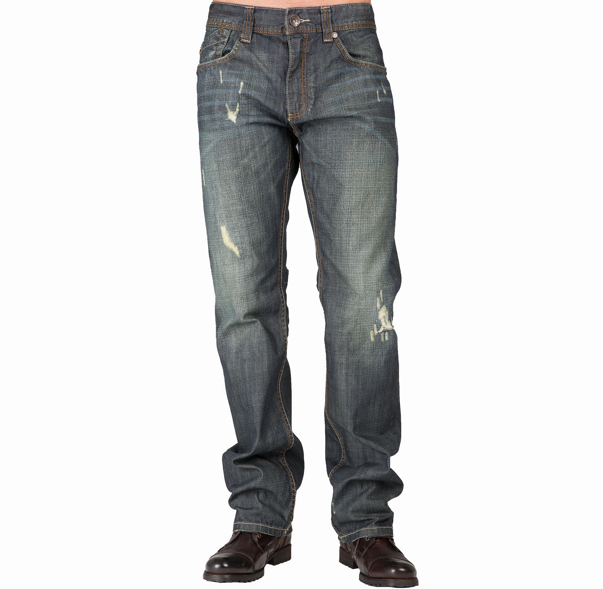 Relaxed Straight Vintage Premium Denim Distressed Signature 5 Pocket Jeans Whiskering Classic Suit Muse Edge