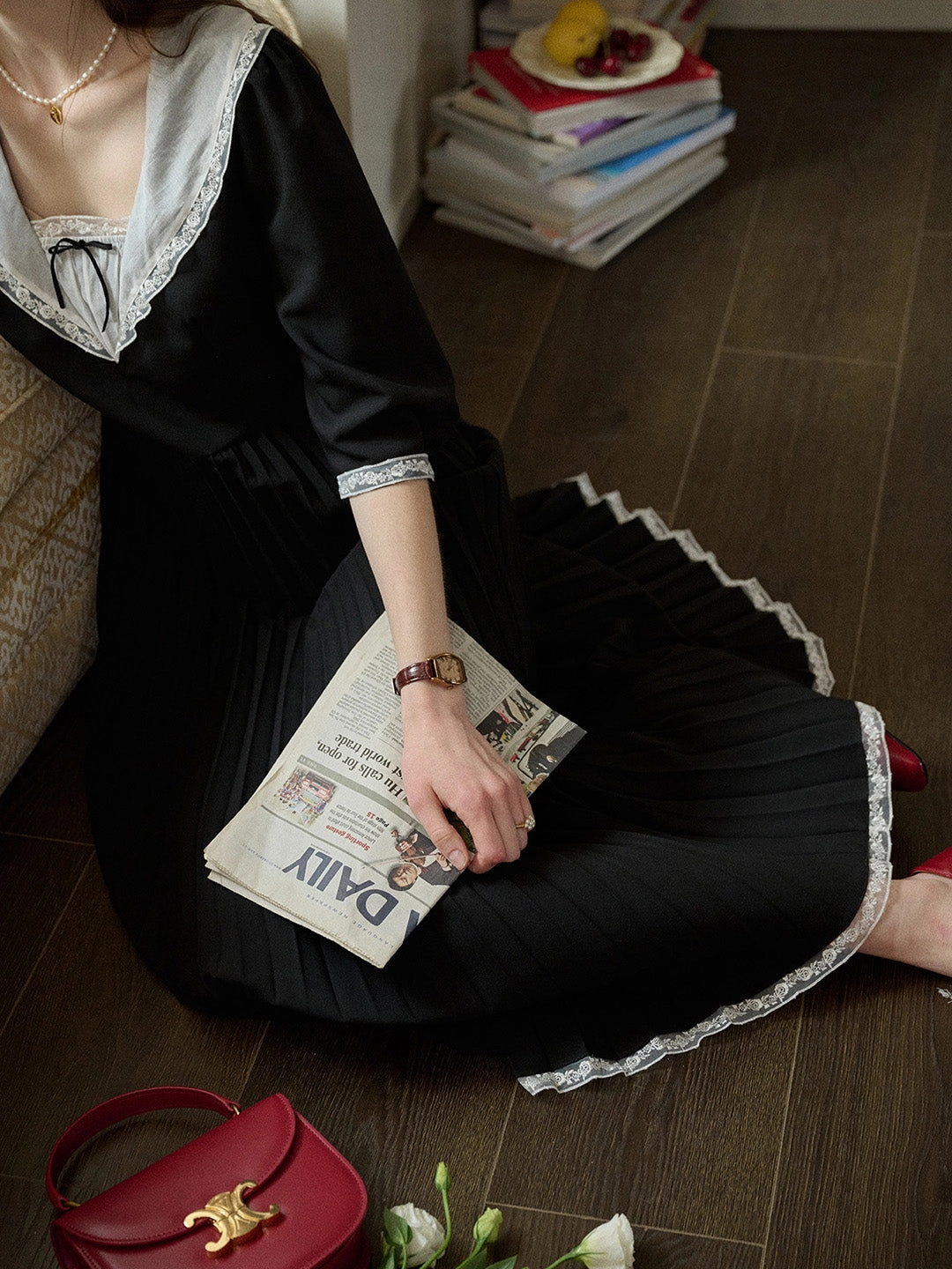 Denim Cool ??Final Sale??Ellie Square Neck Pleated Viscose Dress