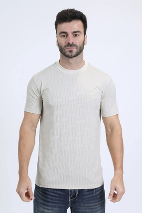 AllDay Comfort Mens Modern Fit Cotton Stretch Beige T-Shirt