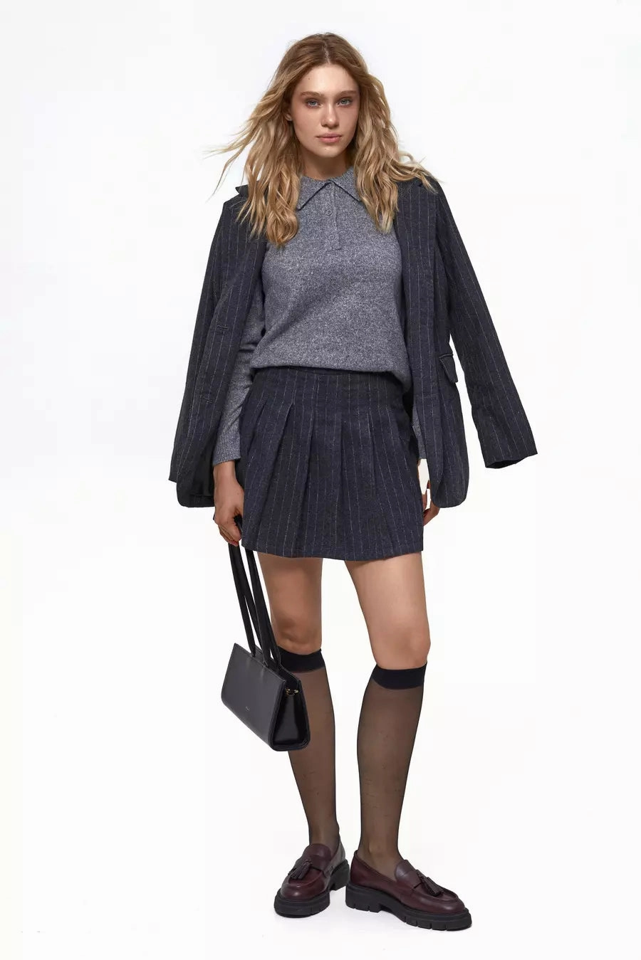 Simple Knit Classic Comfort Grey Button-down Polo Sweater