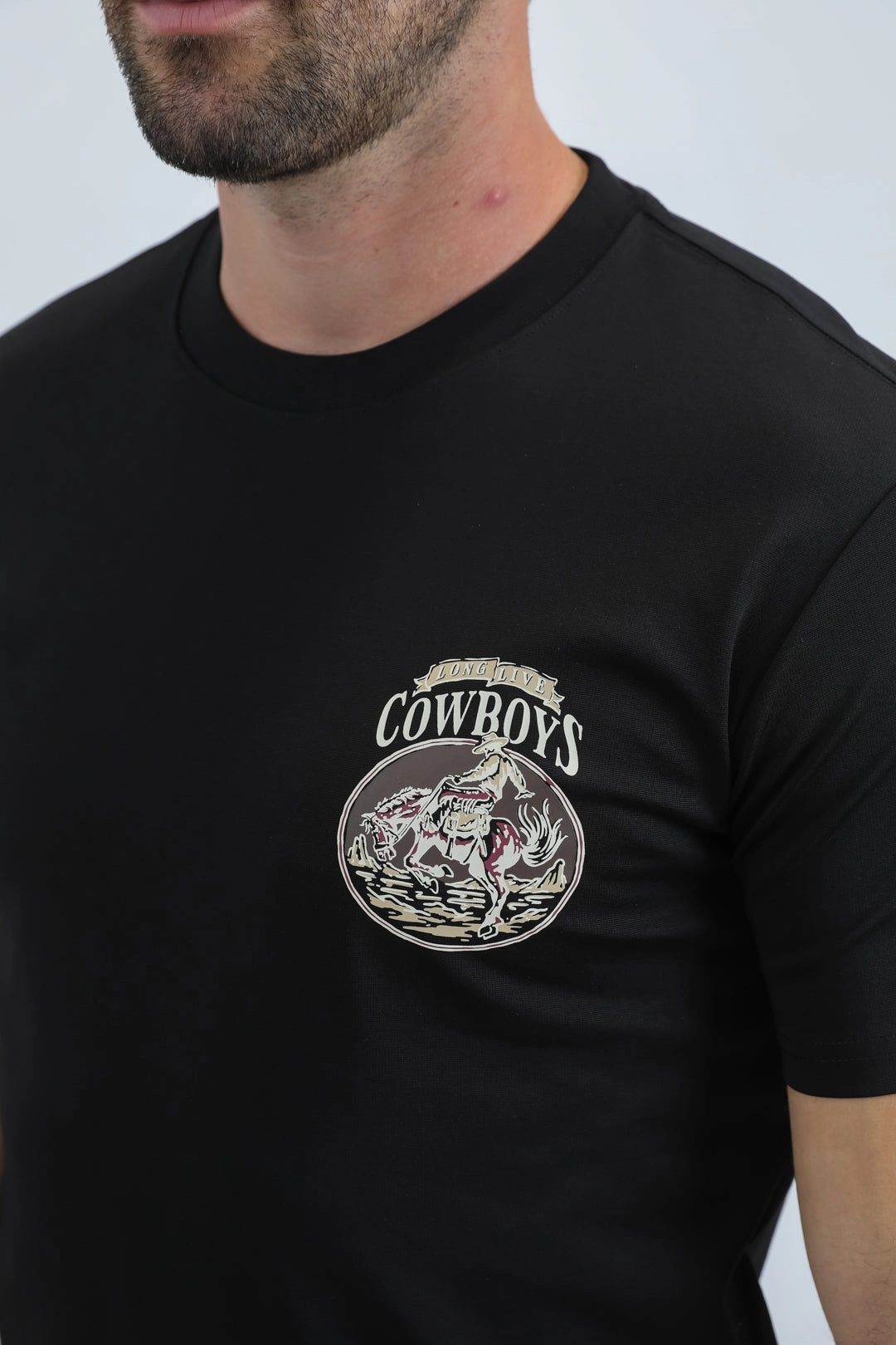 Plus size clothing Mens Modern Fit Cotton Stretch Black T-Shirt