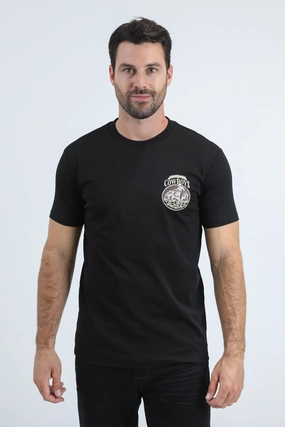 Mens Modern Fit Cotton Stretch Black T-Shirt Casual Active