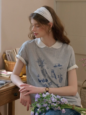 Rory Round Neck Vintage Pattern T-shirt Sharp Edge Fashion Dress