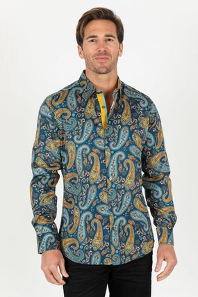 Reinforced Seams Premium Finish Satin Cotton/Spandex Long Sleeve Shirt - Teal