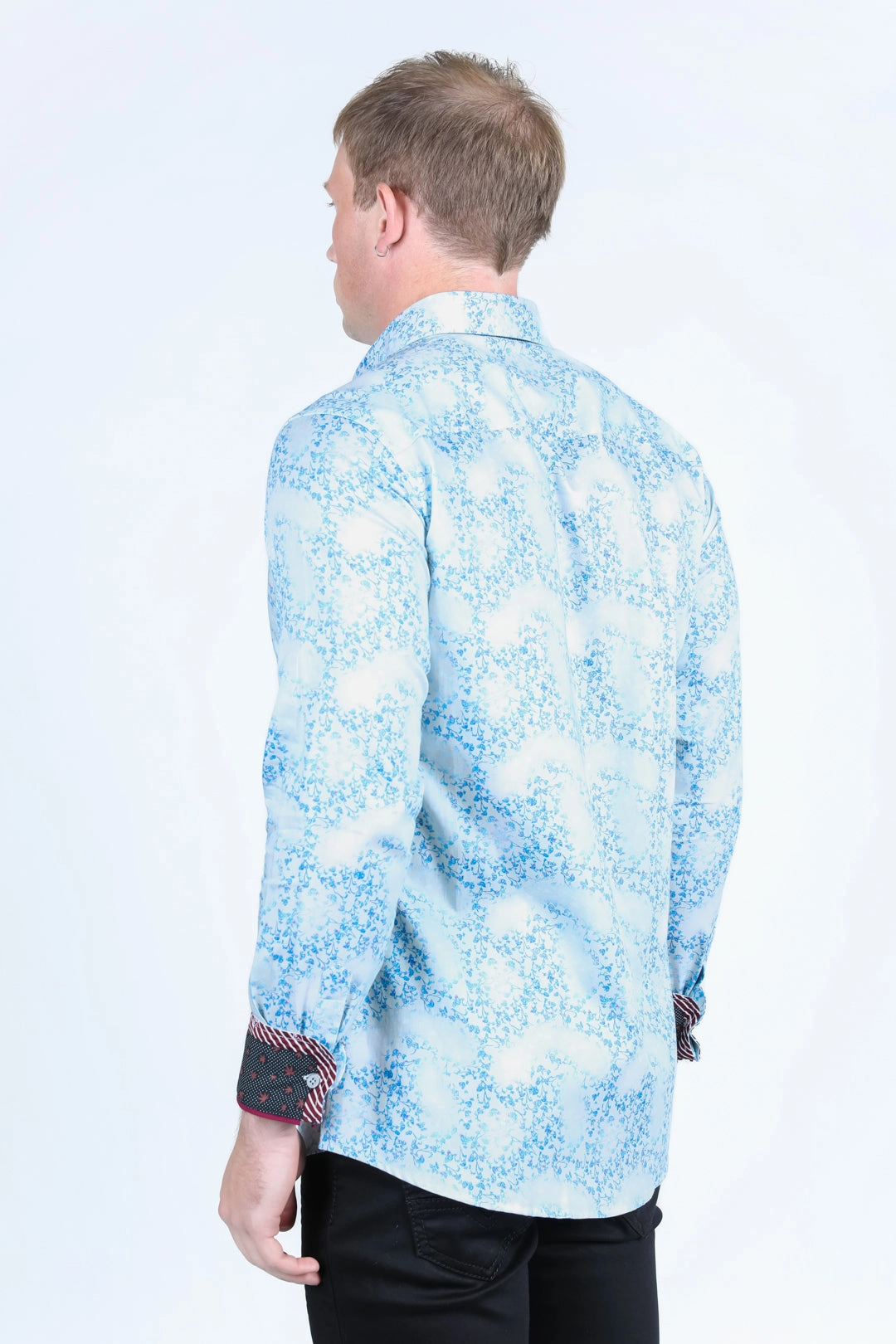 Distressed finish Satin Cotton/Spandex Long Sleeve Shirt