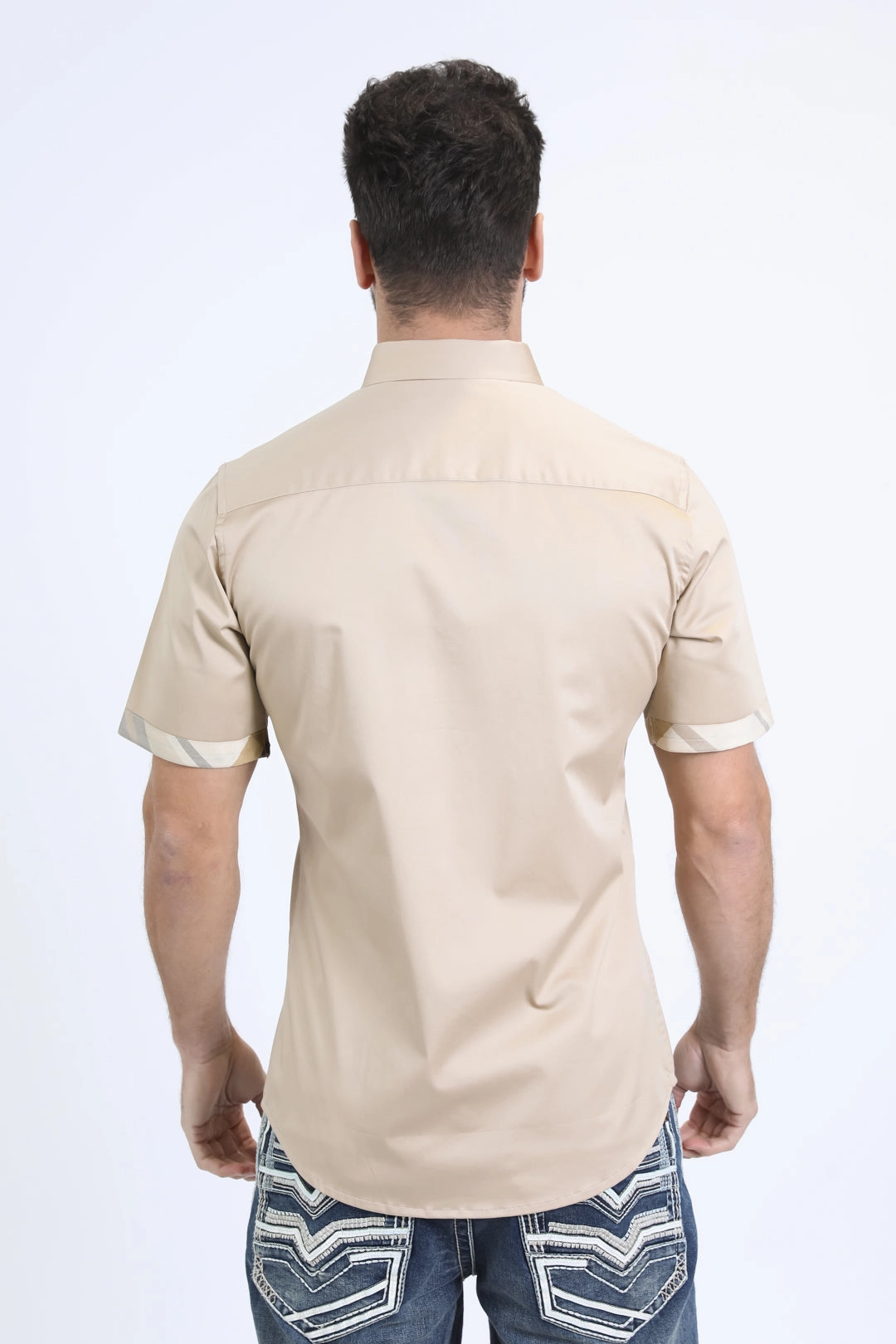 Satin Cotton/Spandex Short Sleeve Beige Shirt Oversized Fit gender-neutral