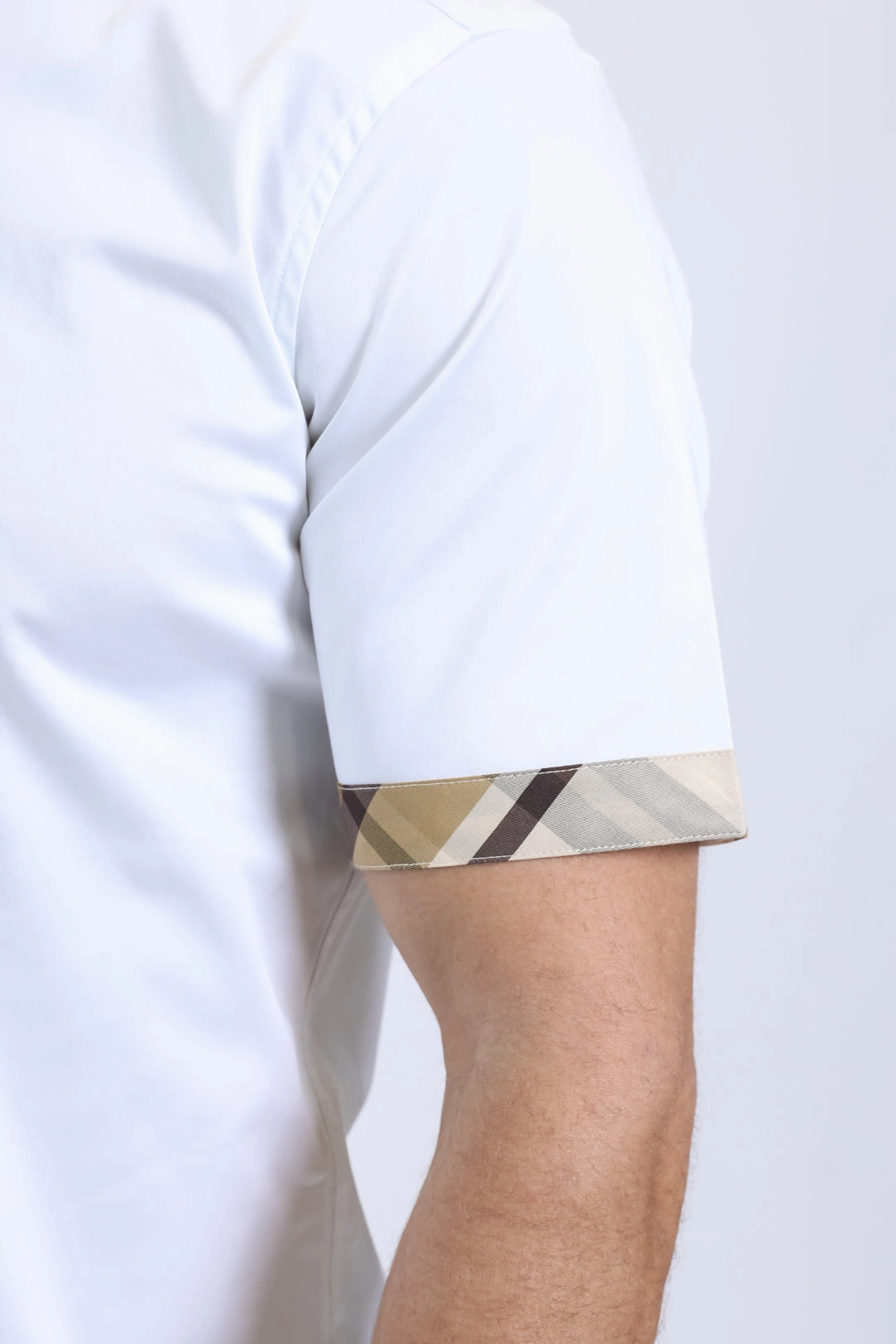 Anniversary Special Button front Satin Cotton/Spandex Short Sleeve White Shirt