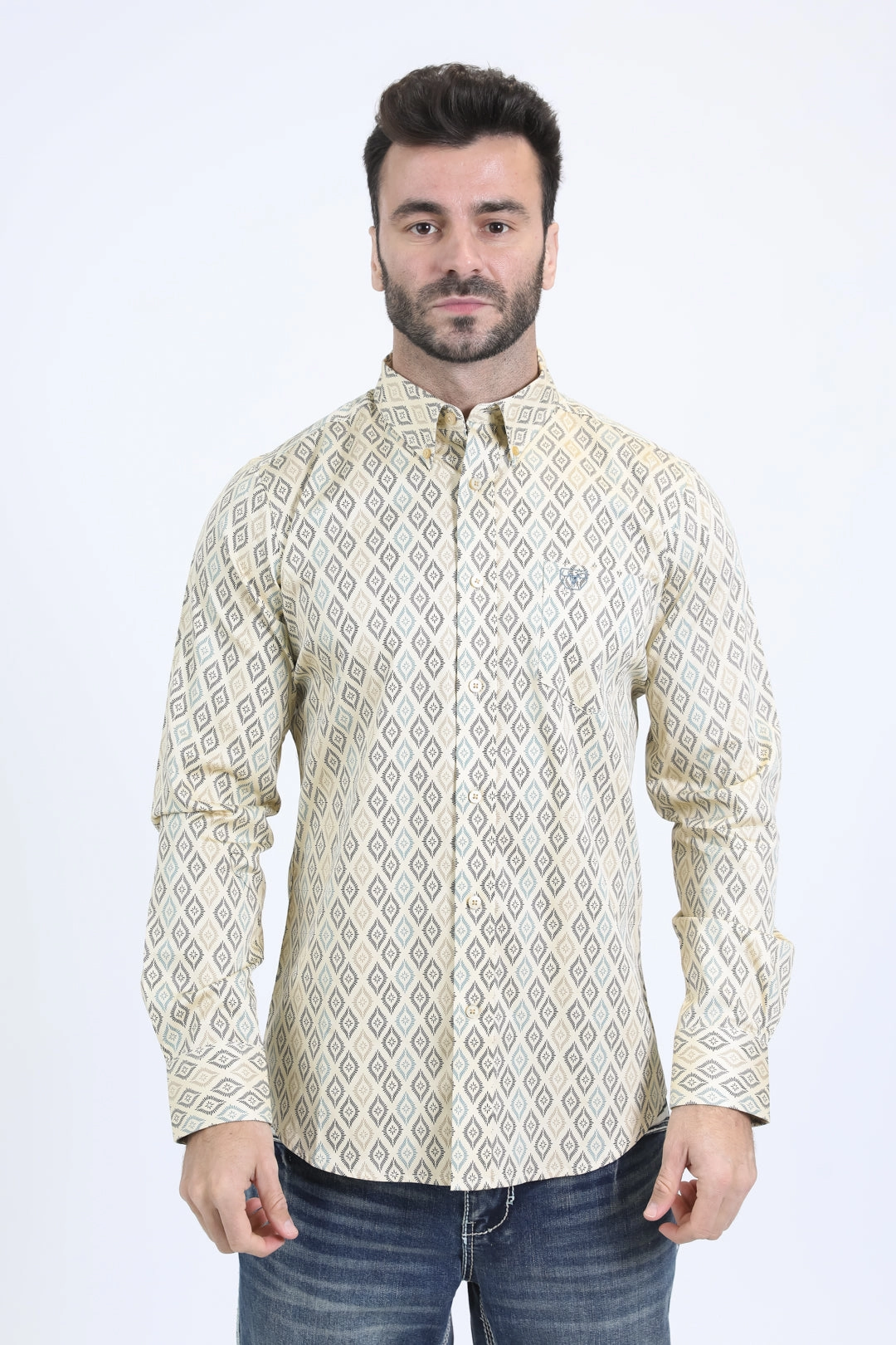 Multi Pocket Design Wedding guest Mens Satin Cotton Modern Fit Navy Long Sleeve Beige Shirt