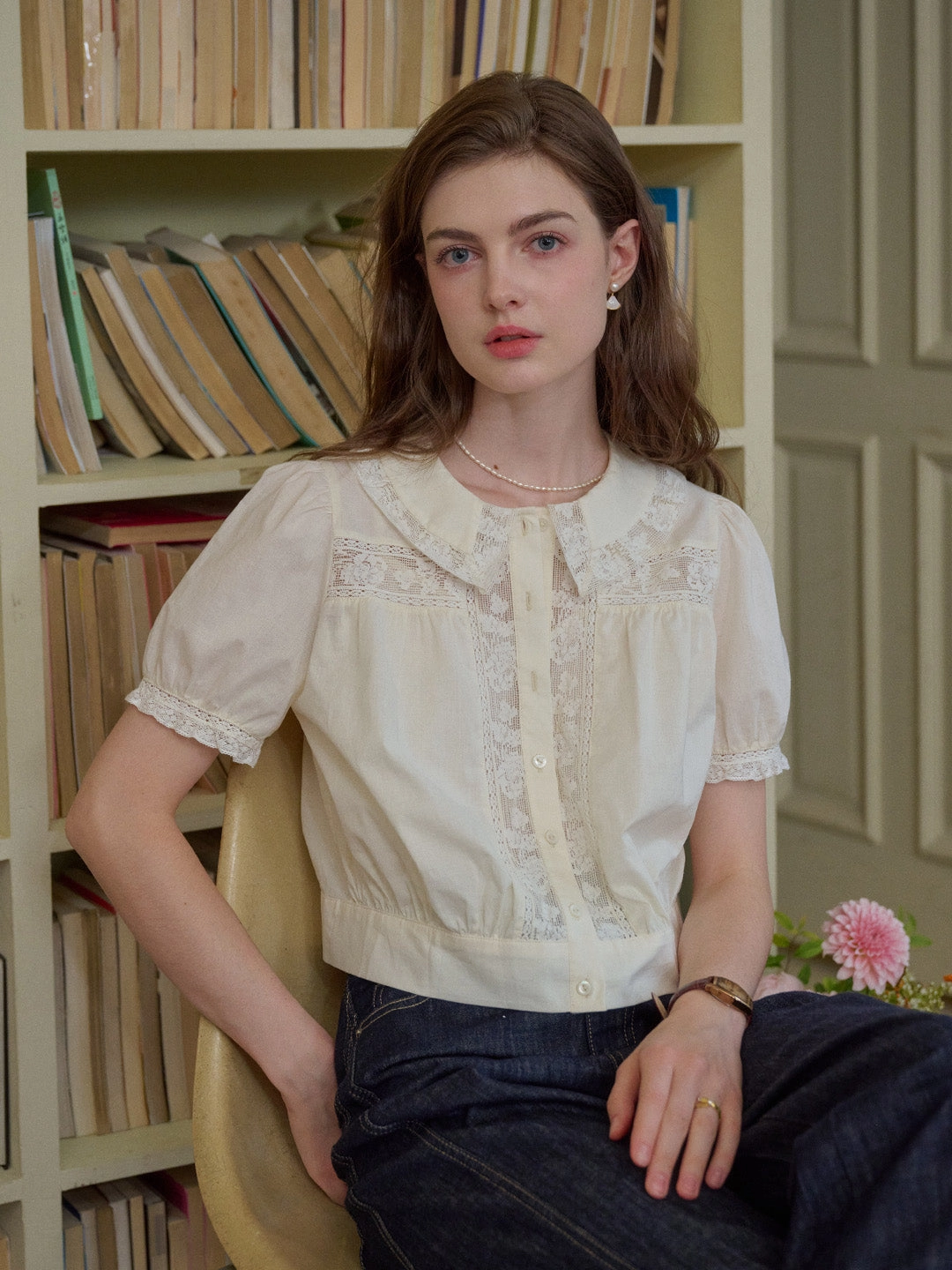 Everleigh Round Neck Lace Blouse Summer Outfit