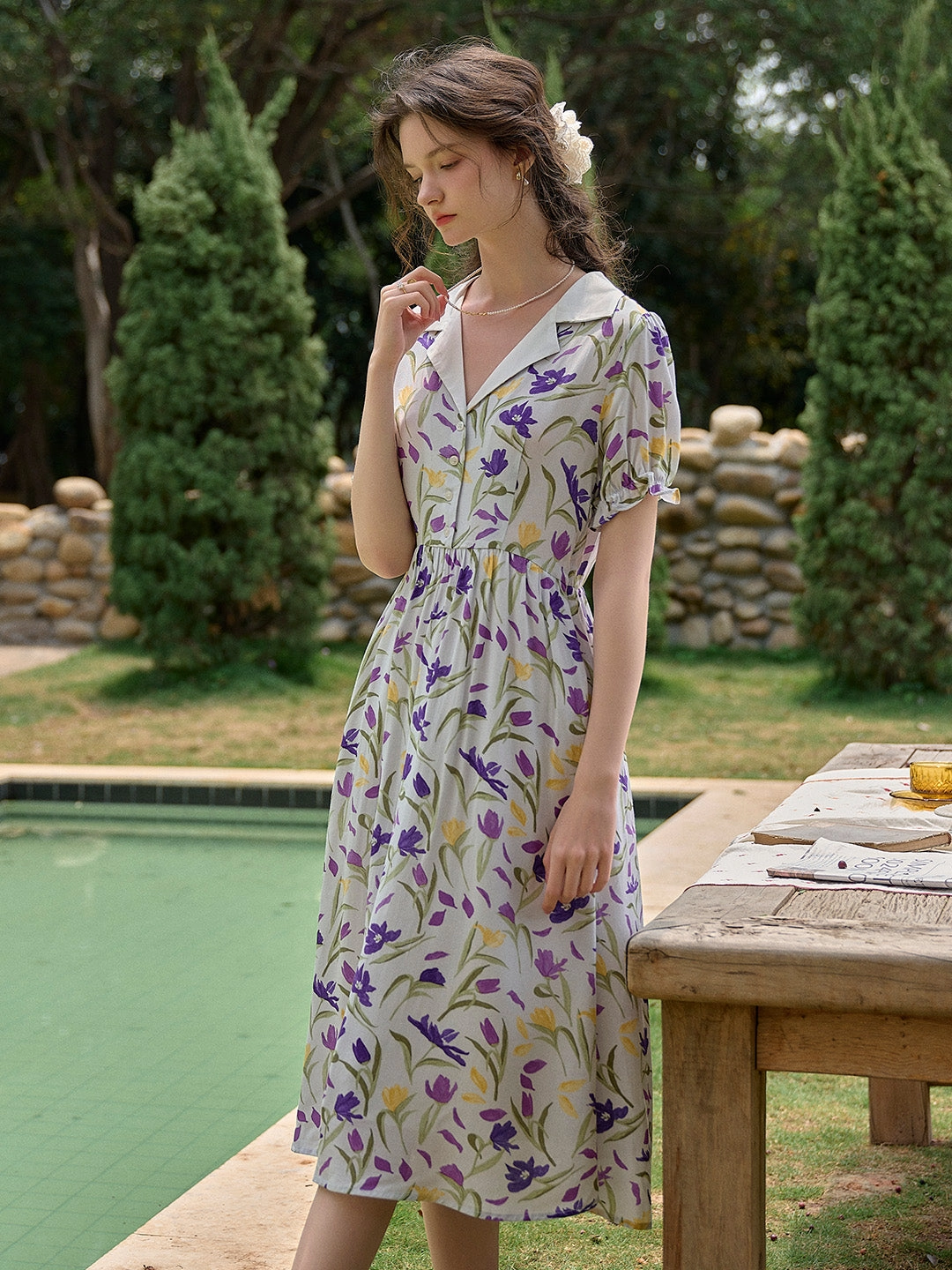 Road Look Thermal regulation ??Final Sale??Esmeralda V-Neck Ruffle Sleeve Dress