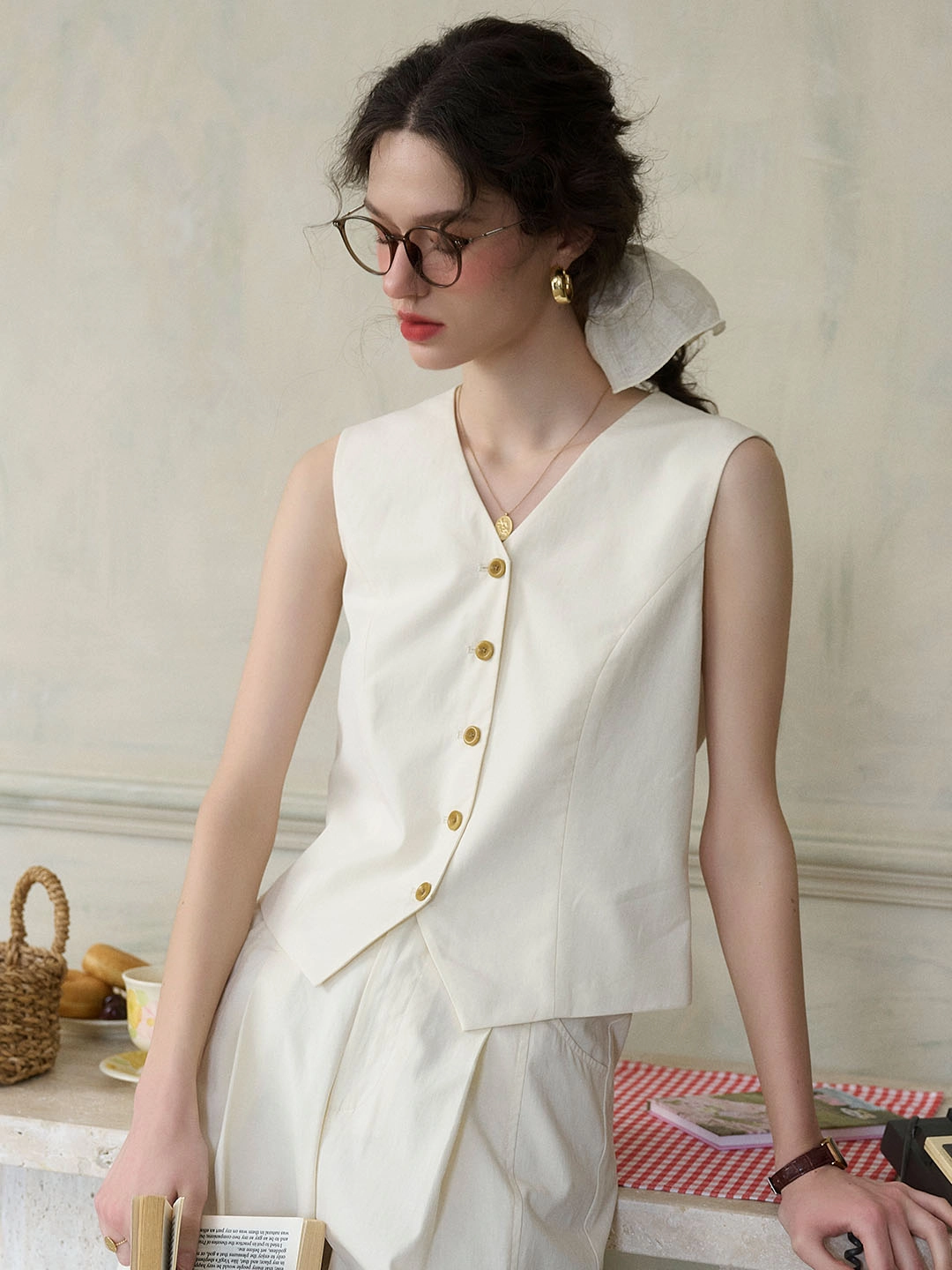 Michelle Casual V-neck Vest Reinforced Stress Points