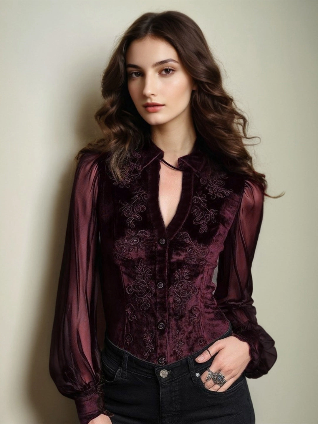 Urban Chic Sevyn V-Neck Long Sleeves Blouse