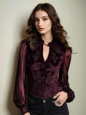 Sevyn V-Neck Long Sleeves Blouse Art Mood