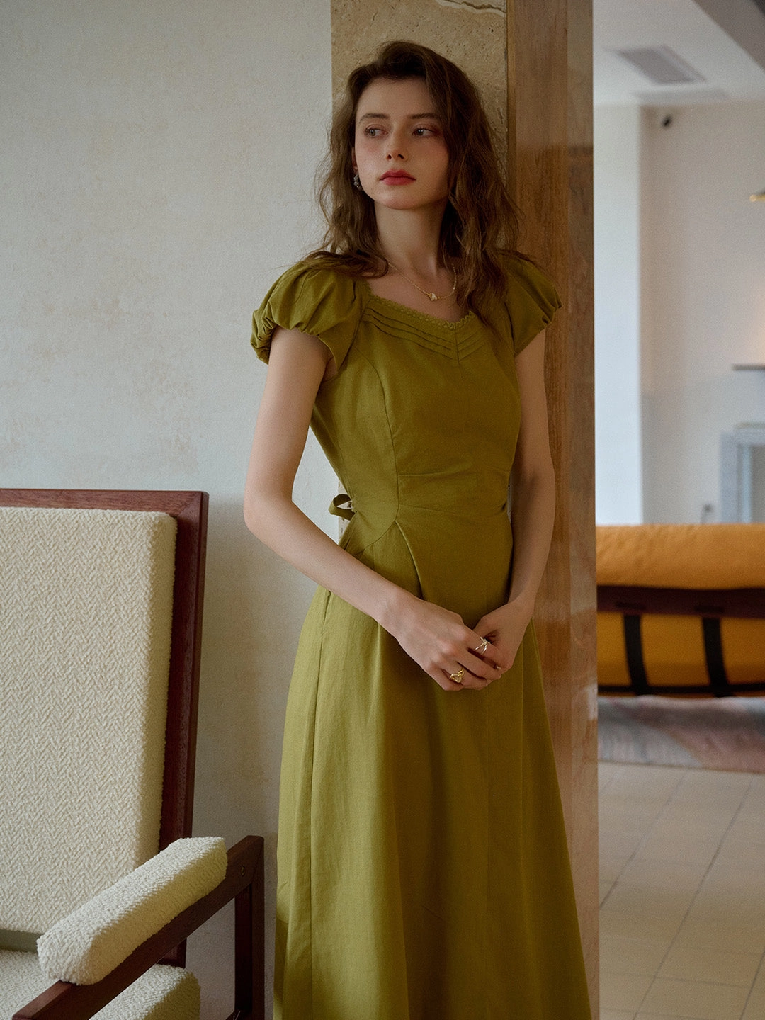 June Sweetheart Neck 100% Cotton Dress FlexibleMaterial