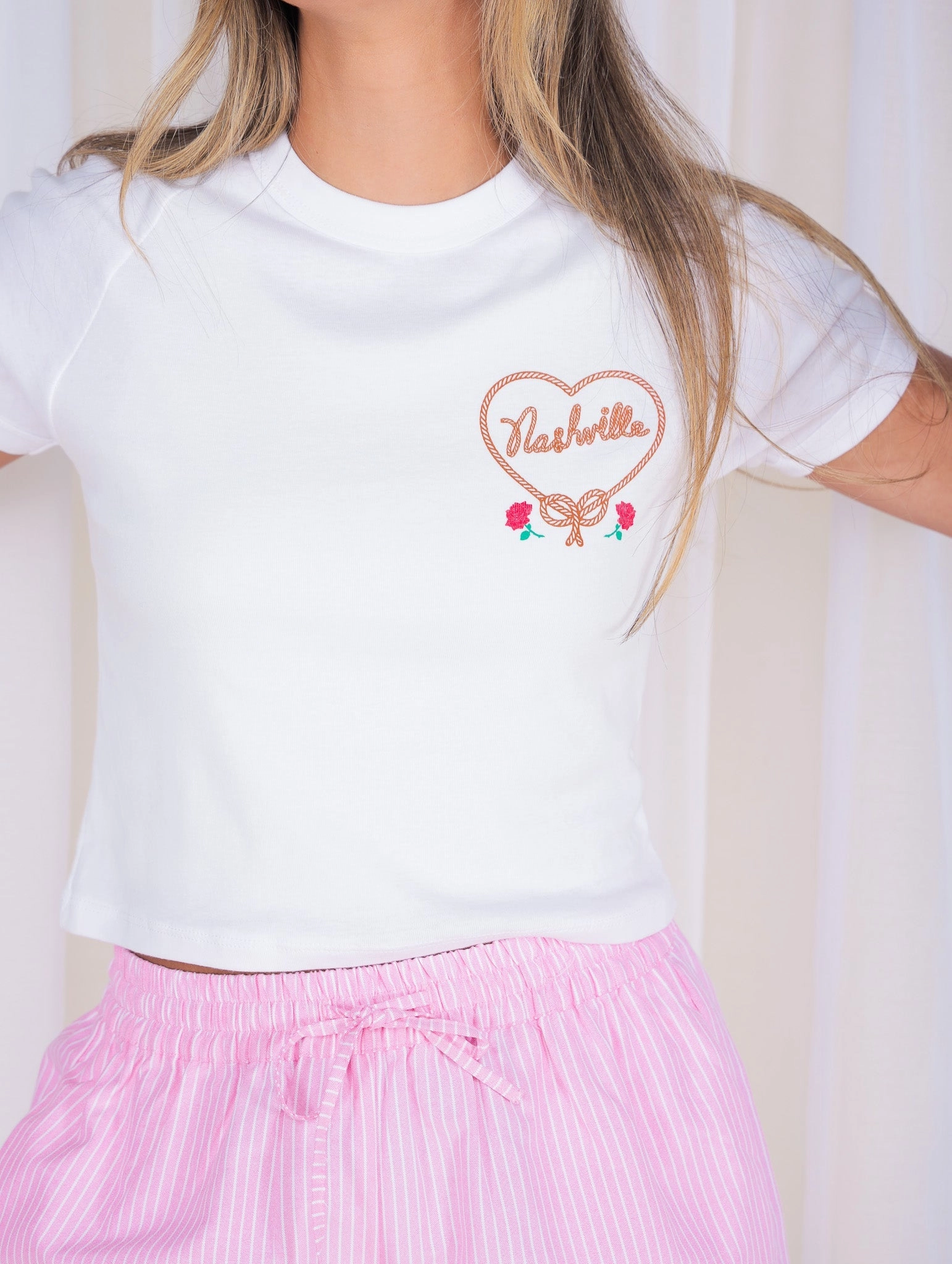 Nashville Love Baby Tee Contrast Stitching
