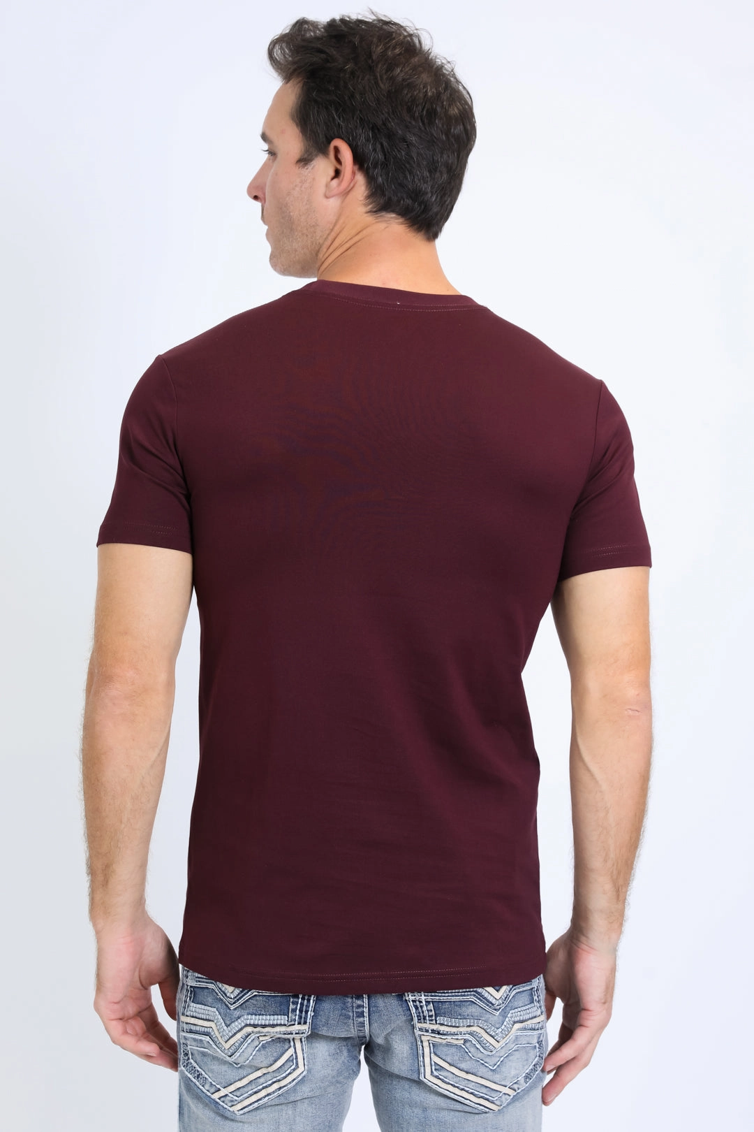 Fashionable Wear Fashion Forward Men's Rooster Logo Cotton Burgundy T-Shirt