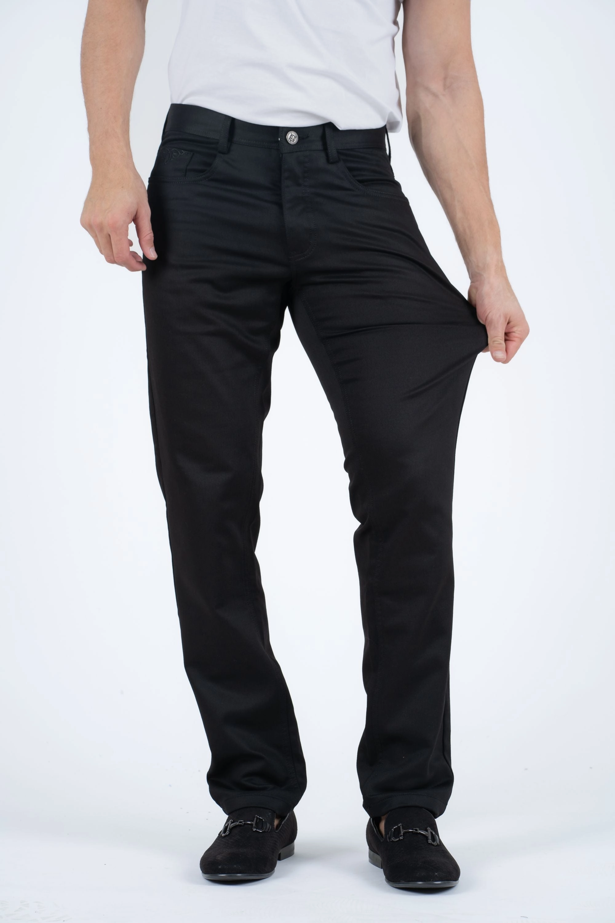 Slade Men's Black Relaxed Fit Stretch Pants ReinforcedKnees