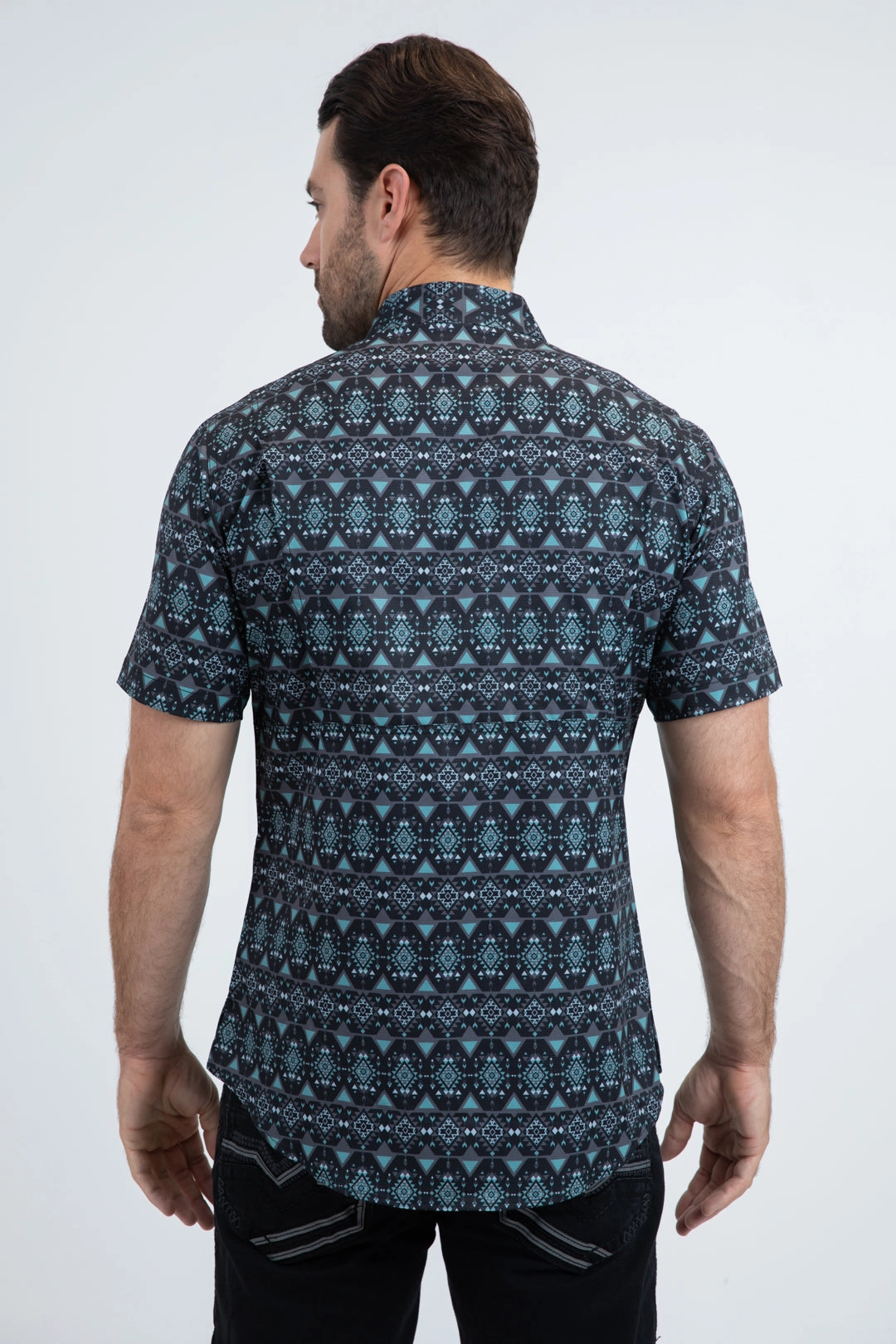 Mens Performance Classic Fit Short Sleeve Black Shirt Lightweight Weave Non Restrictive Fit