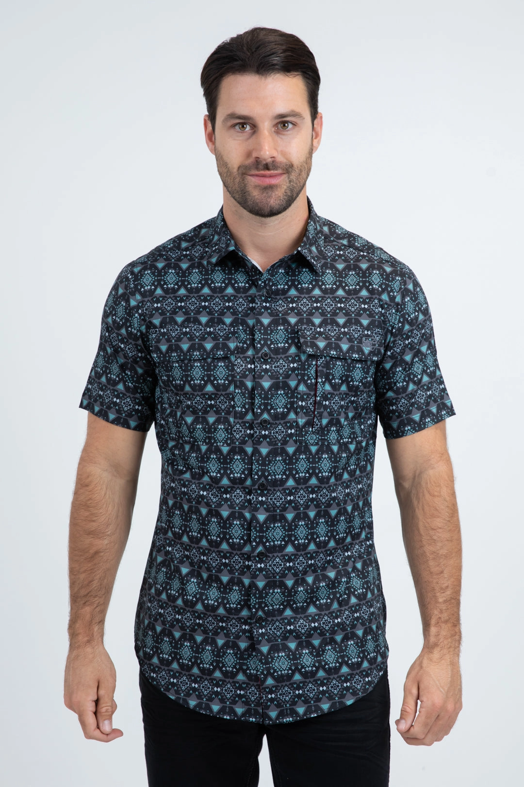 Plus Size Mens Performance Classic Fit Short Sleeve Black Shirt