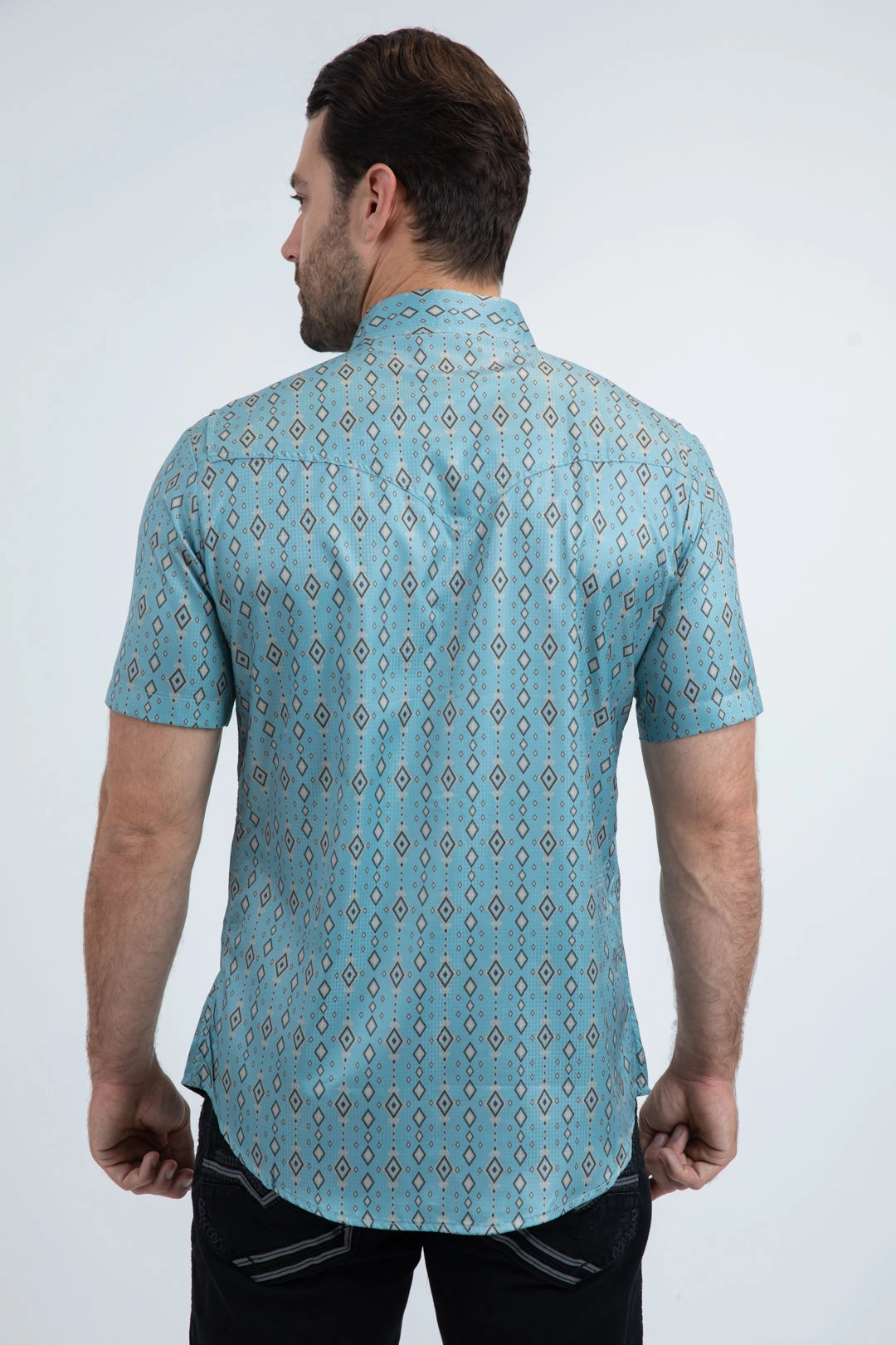 Versatile Styling Men's Performance Western Short Sleeve Blue Shirt