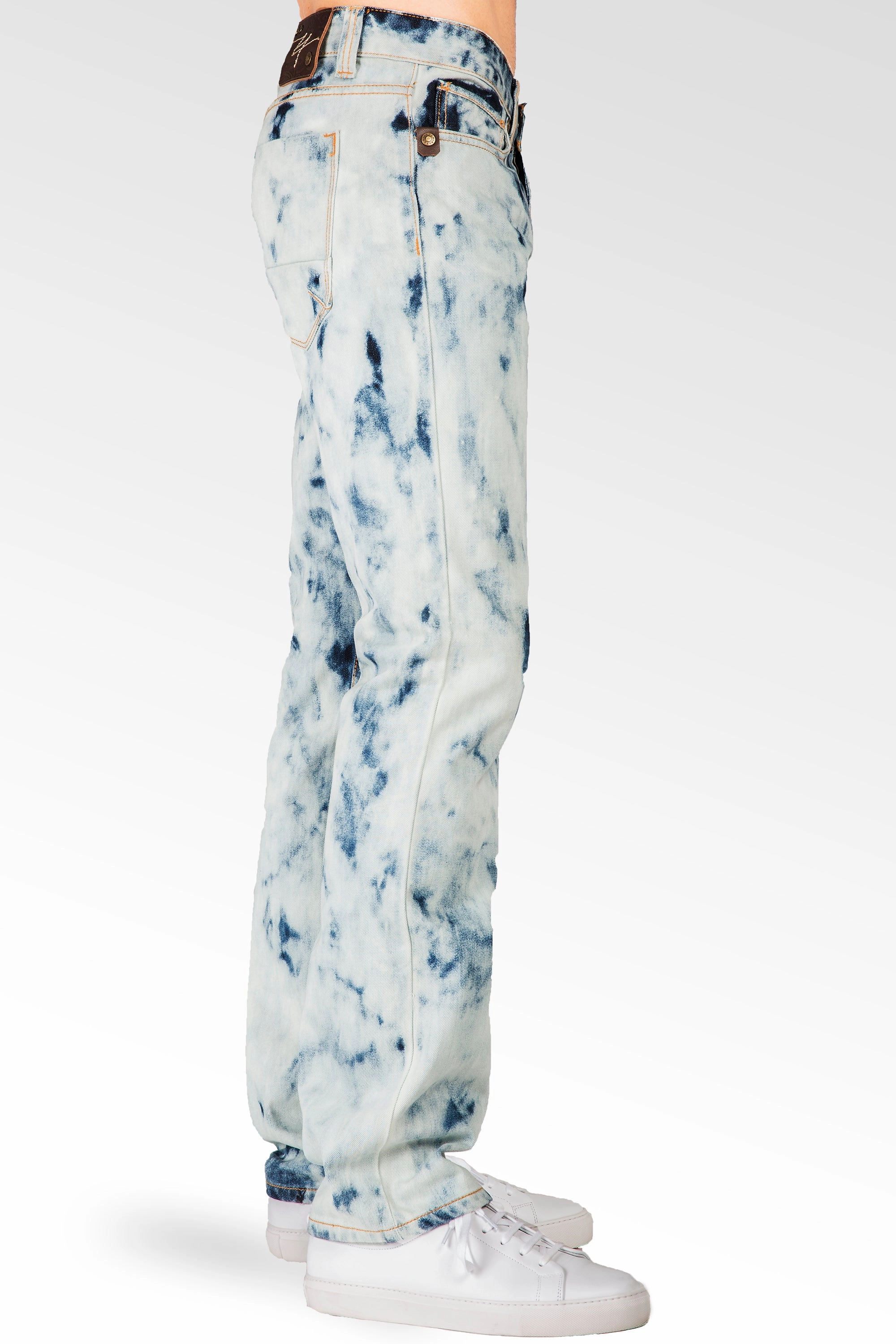 Relaxed trousers Layered Paneling Slim Straight Abstract Bleached Wash Premium Denim Signature 5 Pocket Jeans