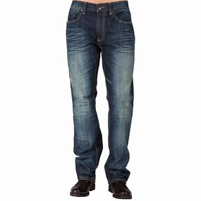 OrganicCotton Slim Straight Dark Tinted Blue Hand Rub Premium Denim Signature 5 Pocket Jeans Wrinkle Whiskering