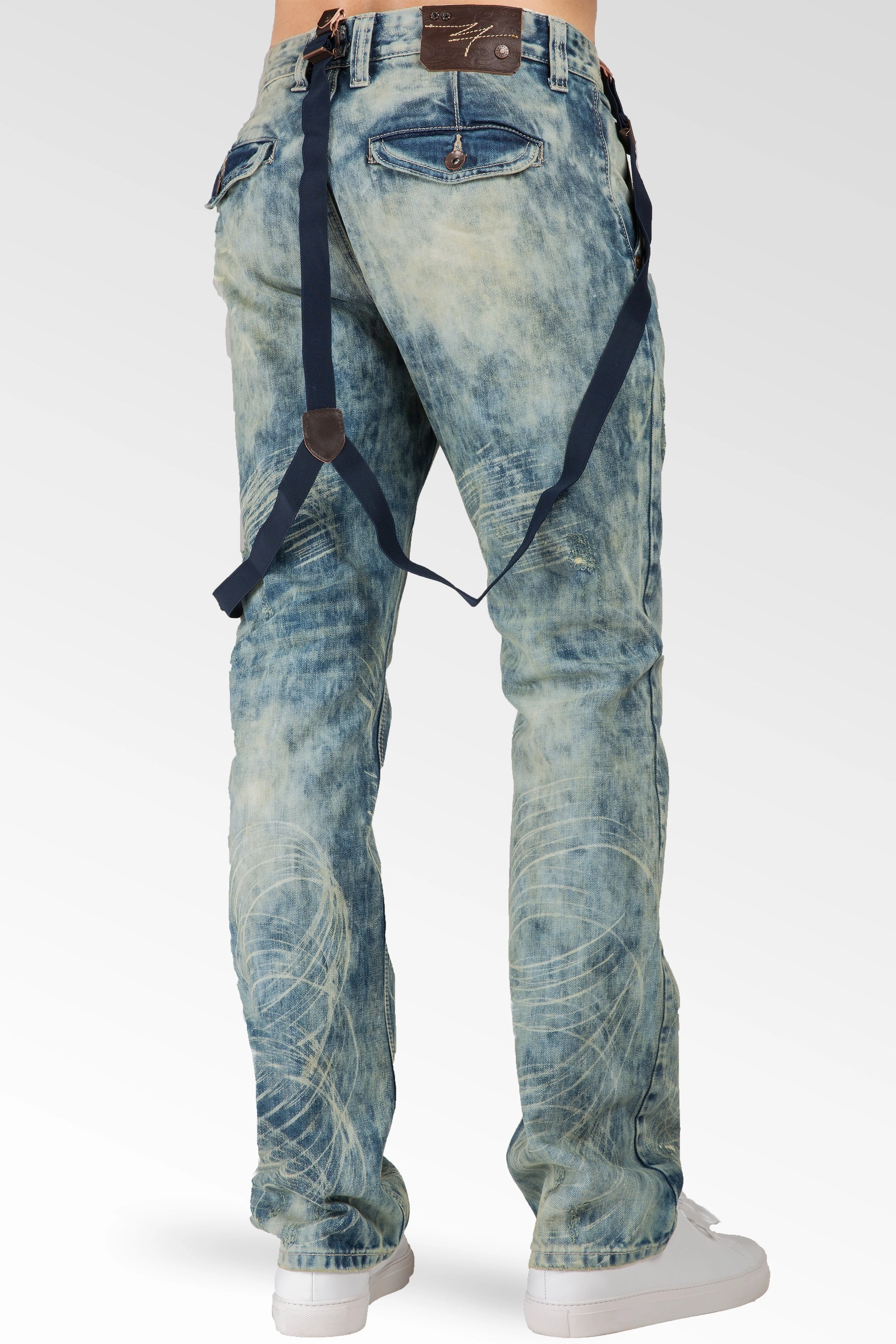 Star Mood AntiStaticTechnology Slim Straight Premium Denim Distressed Acid Washed 5 Pocket Jeans
