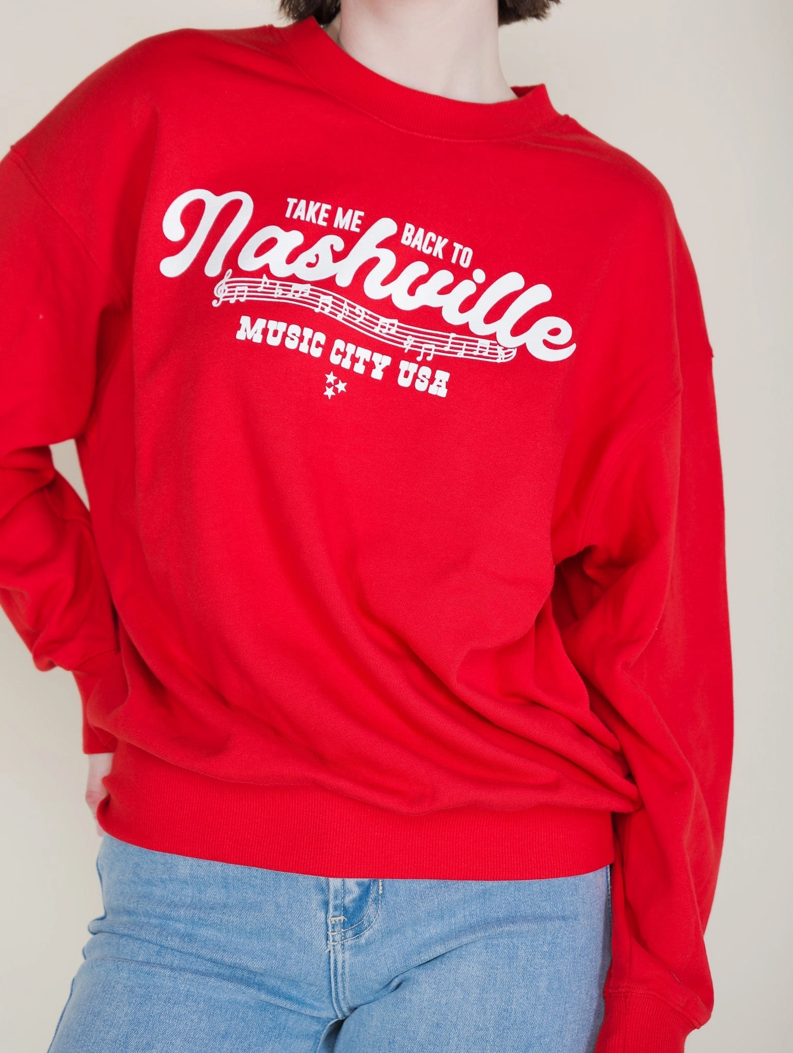 Music City Nashville Sweatshirt Ribbed Hem Finish Layered Ply Construction