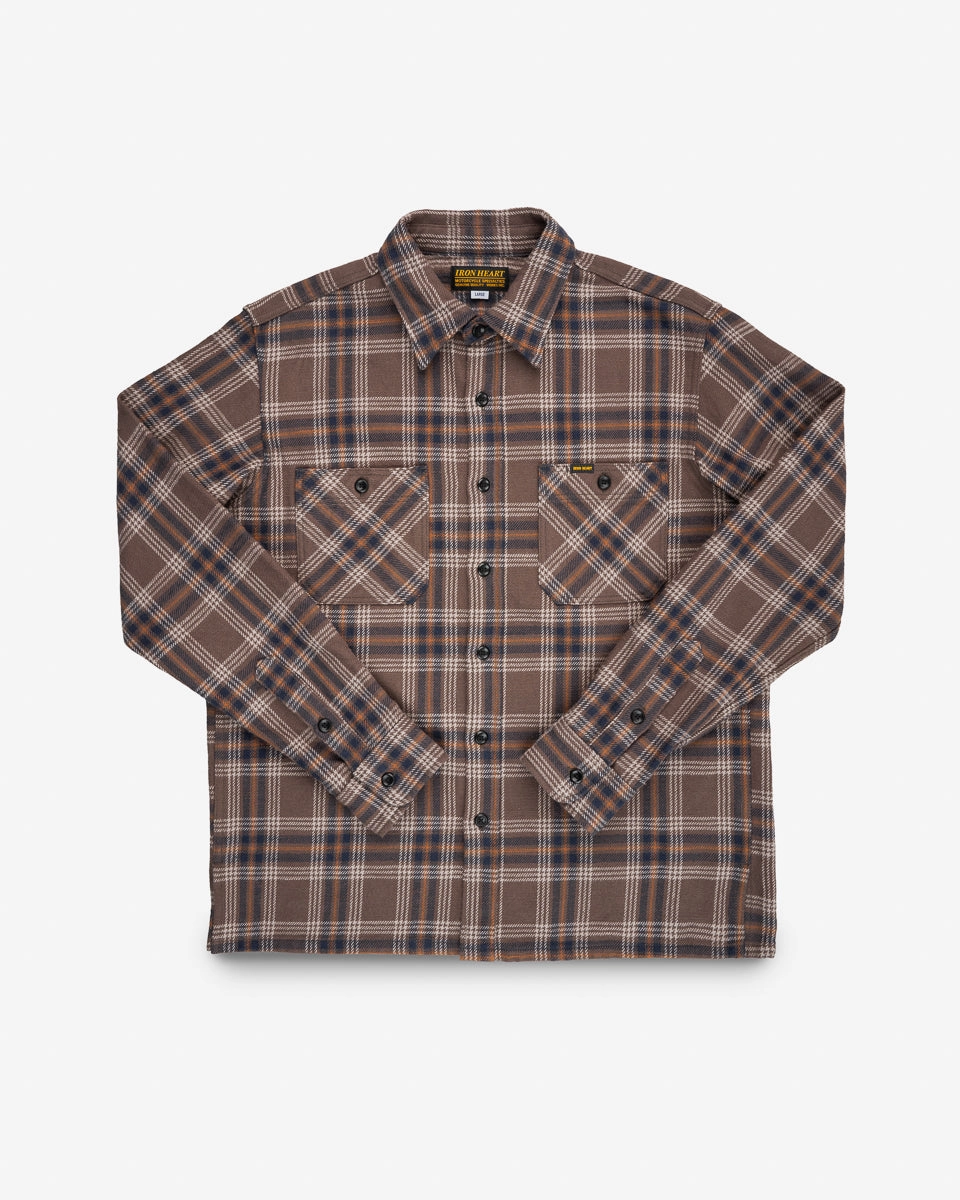 Slubby Heavy Flannel Check Work Overshirt - Brown SeamlessTransition QuickDryingTech