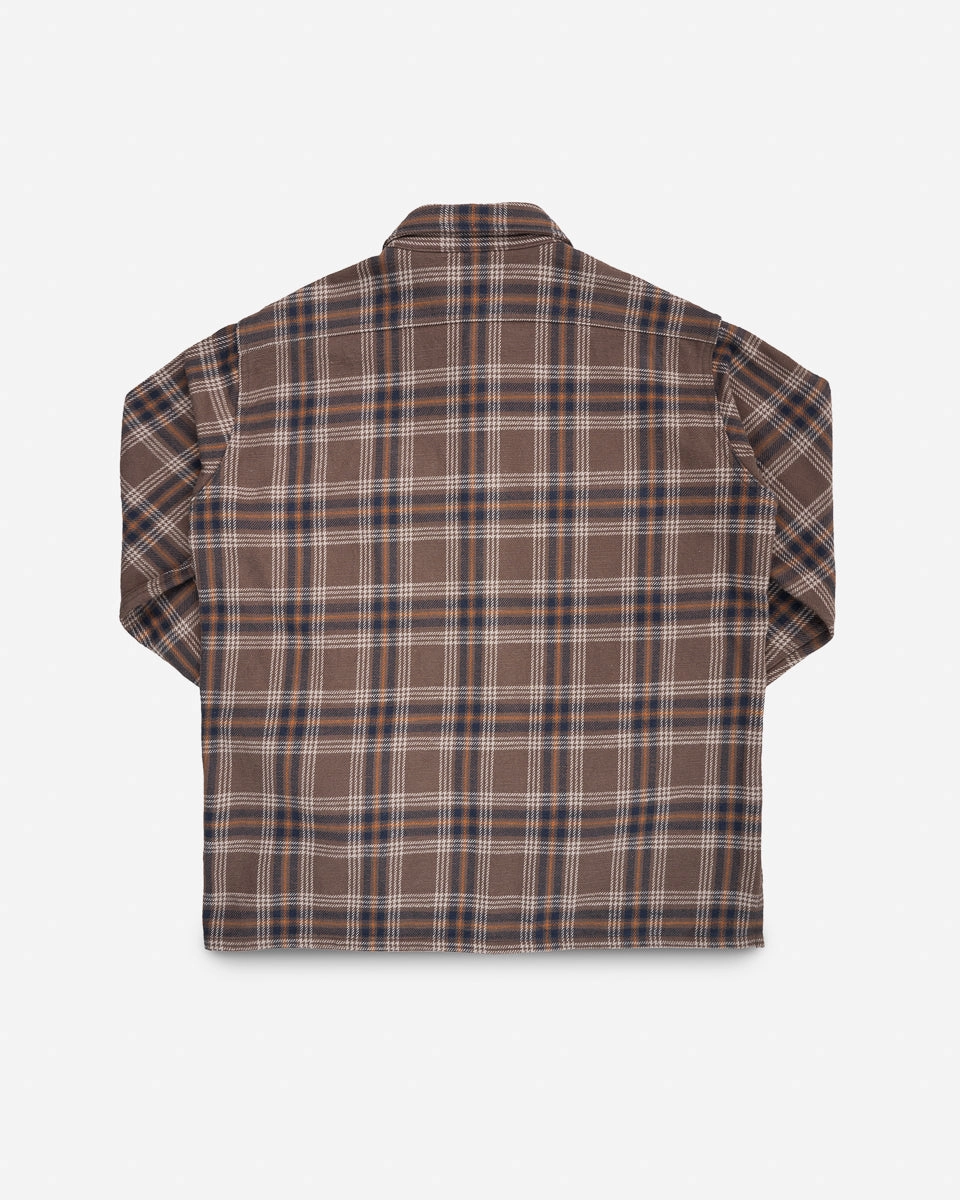 Slubby Heavy Flannel Check Work Overshirt - Brown EcoFriendlyDyeProcess Epic Core