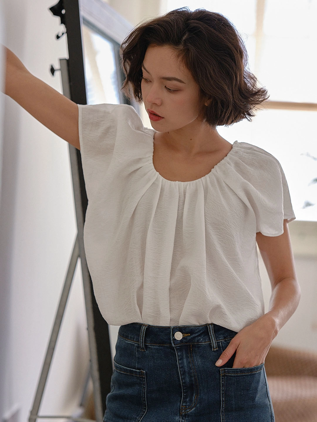 Fairy Core Selene Simple White Loose Blouse