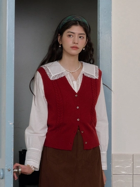 Hanna V-Neck Wool Vest AntiSnagFabric