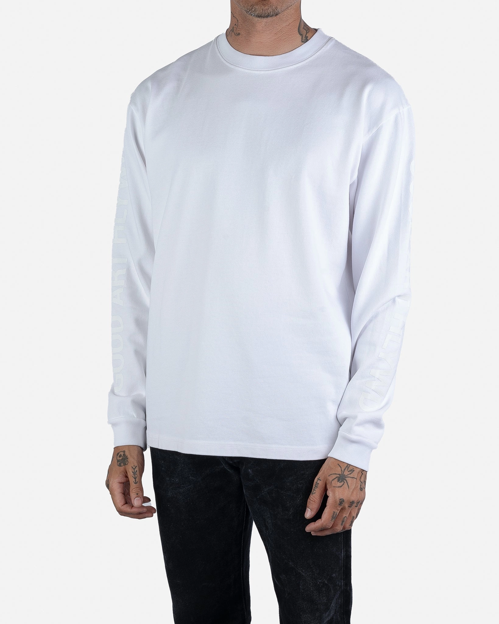 GOOD ART HLYWD Heavyweight Long Sleeve Crew Neck T-Shirt - Optic White Trendy Sweatpants Senior Ease