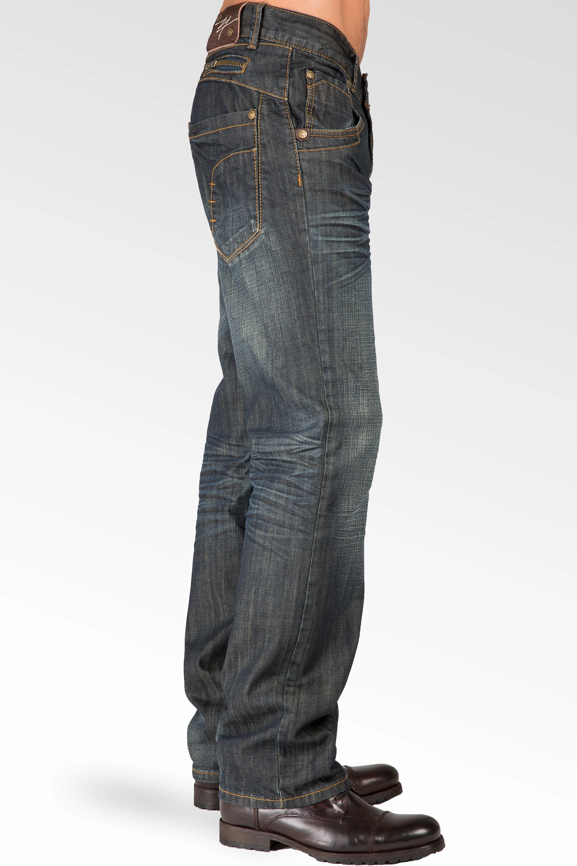 Relaxed Straight Dark Vintage Hand Rub Premium Denim Jeans Zipper Trim Pocket Fearless Mode Cozy Pajama Set