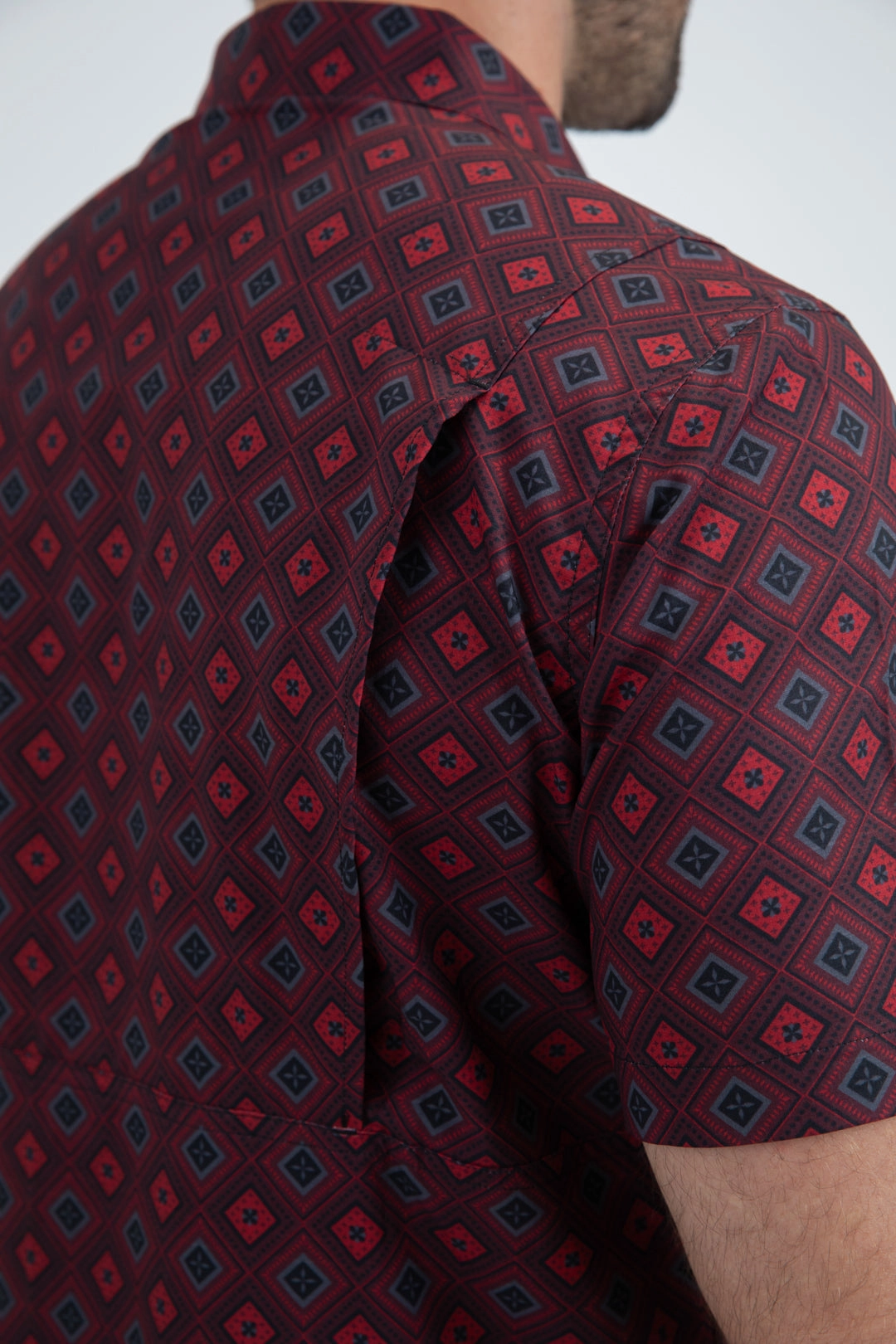 Bold Hue Mens Performance Classic Fit Short Sleeve Red Shirt