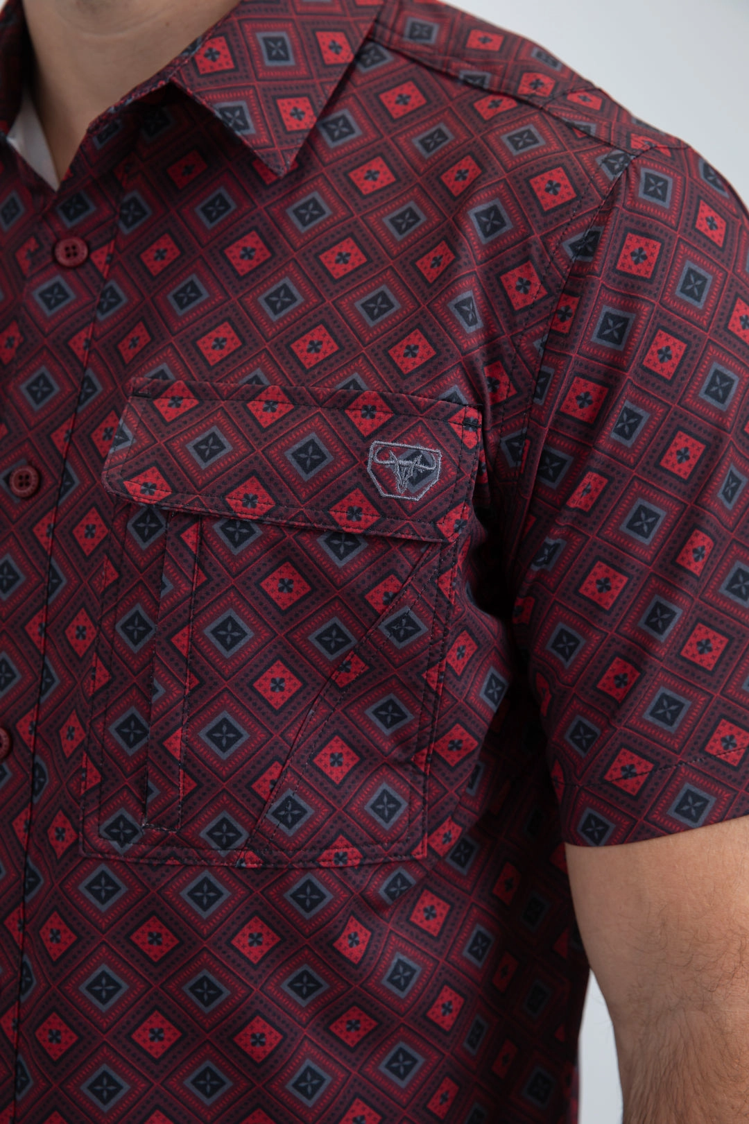 Mens Performance Classic Fit Short Sleeve Red Shirt Coastal Vibes