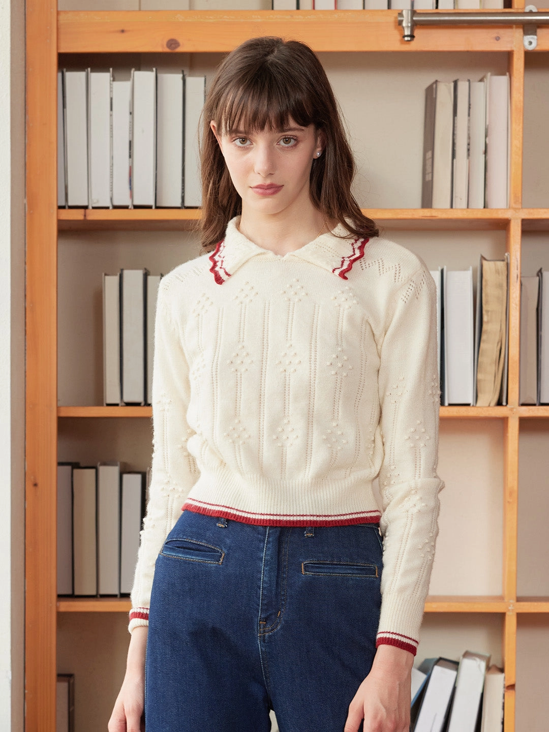 ??Final Sale??Eloise Peter Pan Collar Ribbed Wool Sweater City Soul
