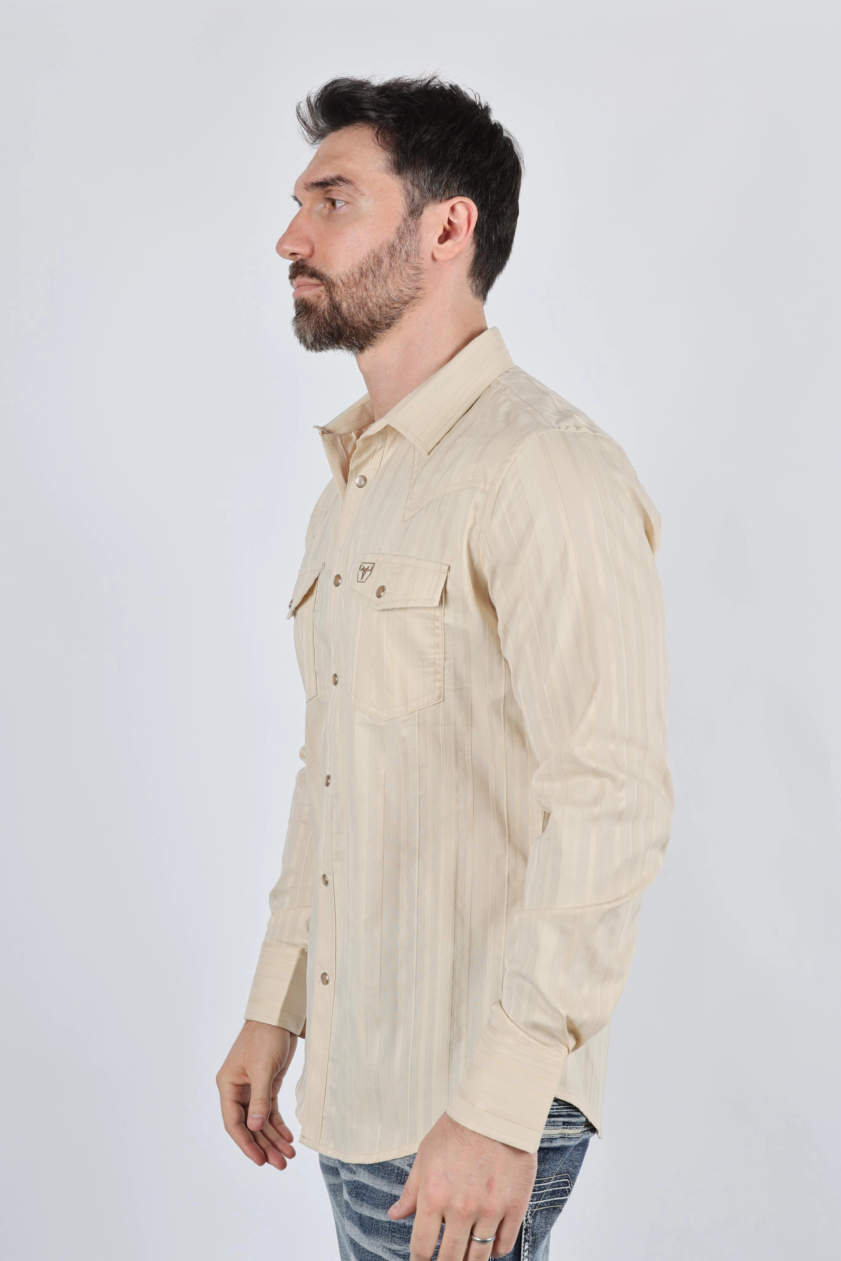 Anti-static Versatile Fit Mens Modern Fit Stretch Lurex Western Long Sleeve Shirt