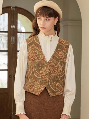 ??Final Sale??Emmeline Vintage Court V Neck Vest Fantasy Glow