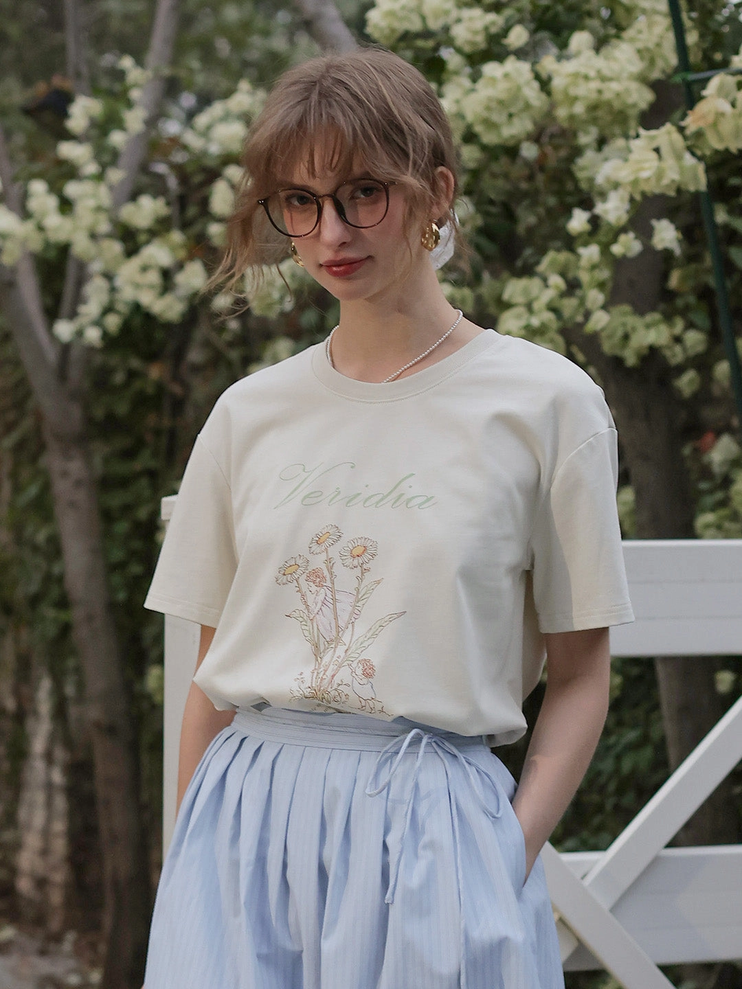 ??Final Sale??Maci Round Neck Vintage Pattern T-shirt - Apricot Light Core Dance Flow