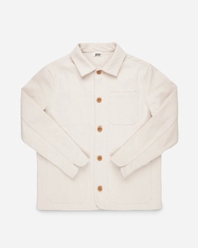 STF 11.5oz Undyed Bull Denim Chore Jacket - Ecru WindResistant Coating Crisp Air Piece